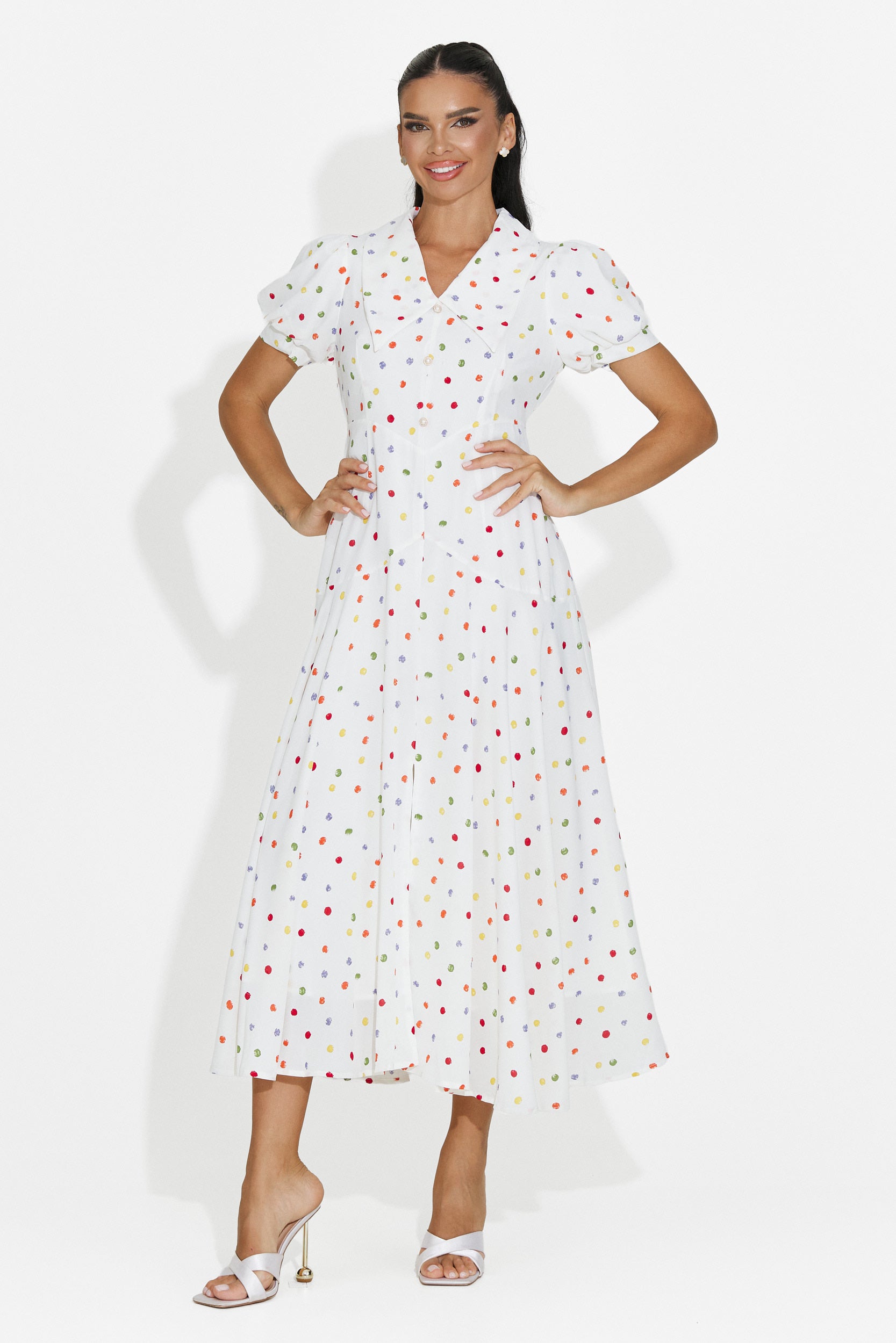 Rochie dama midi alba Oliania Bogas