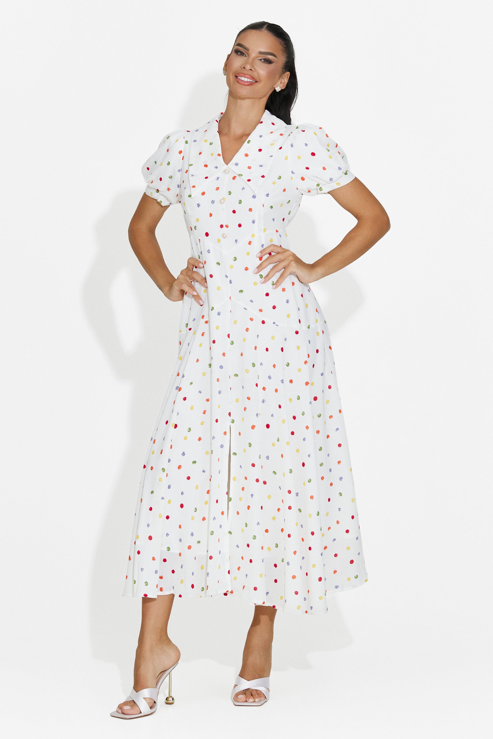 Rochie dama midi alba Oliania Bogas