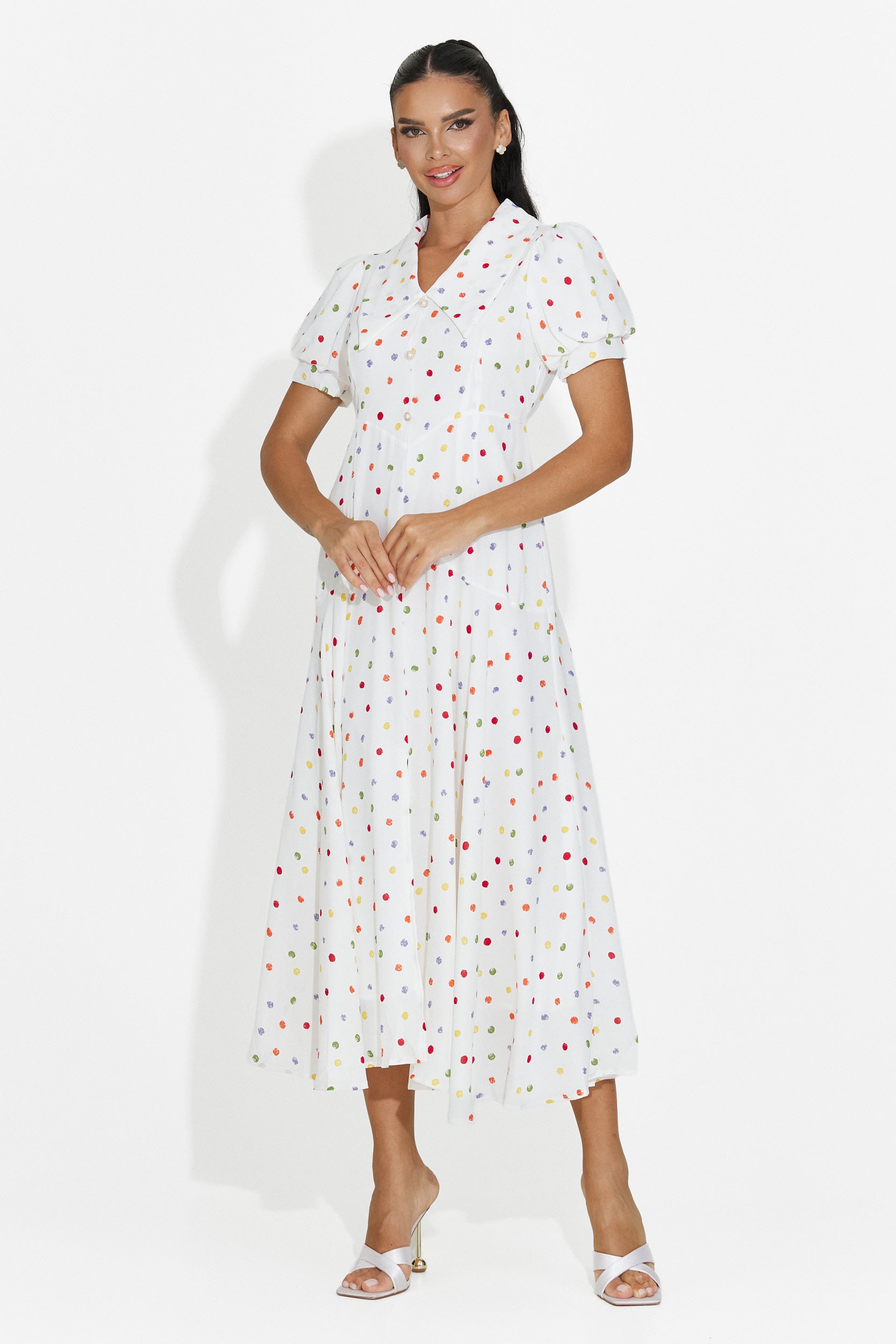 Rochie dama midi alba Oliania Bogas