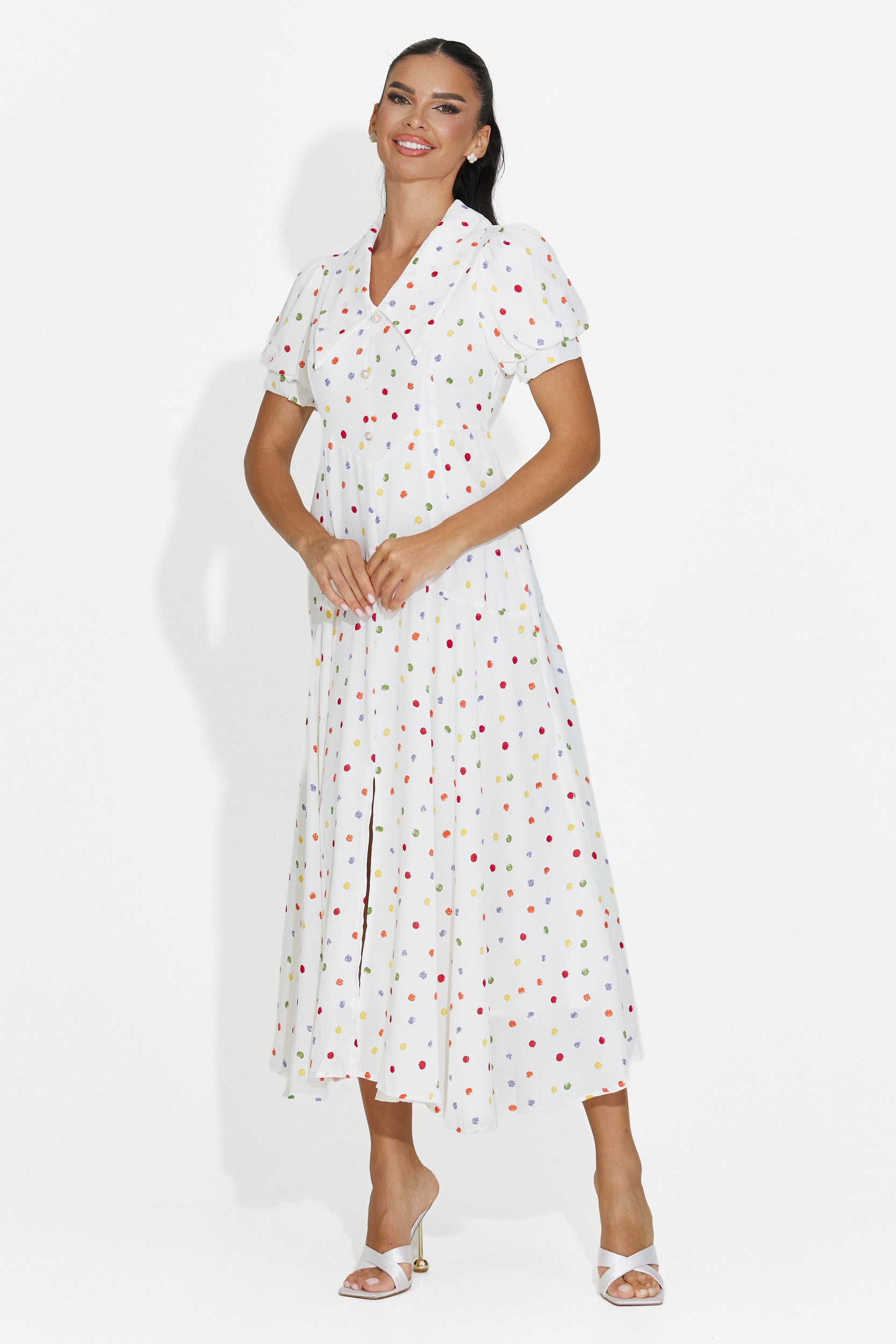 Rochie dama midi alba Oliania Bogas