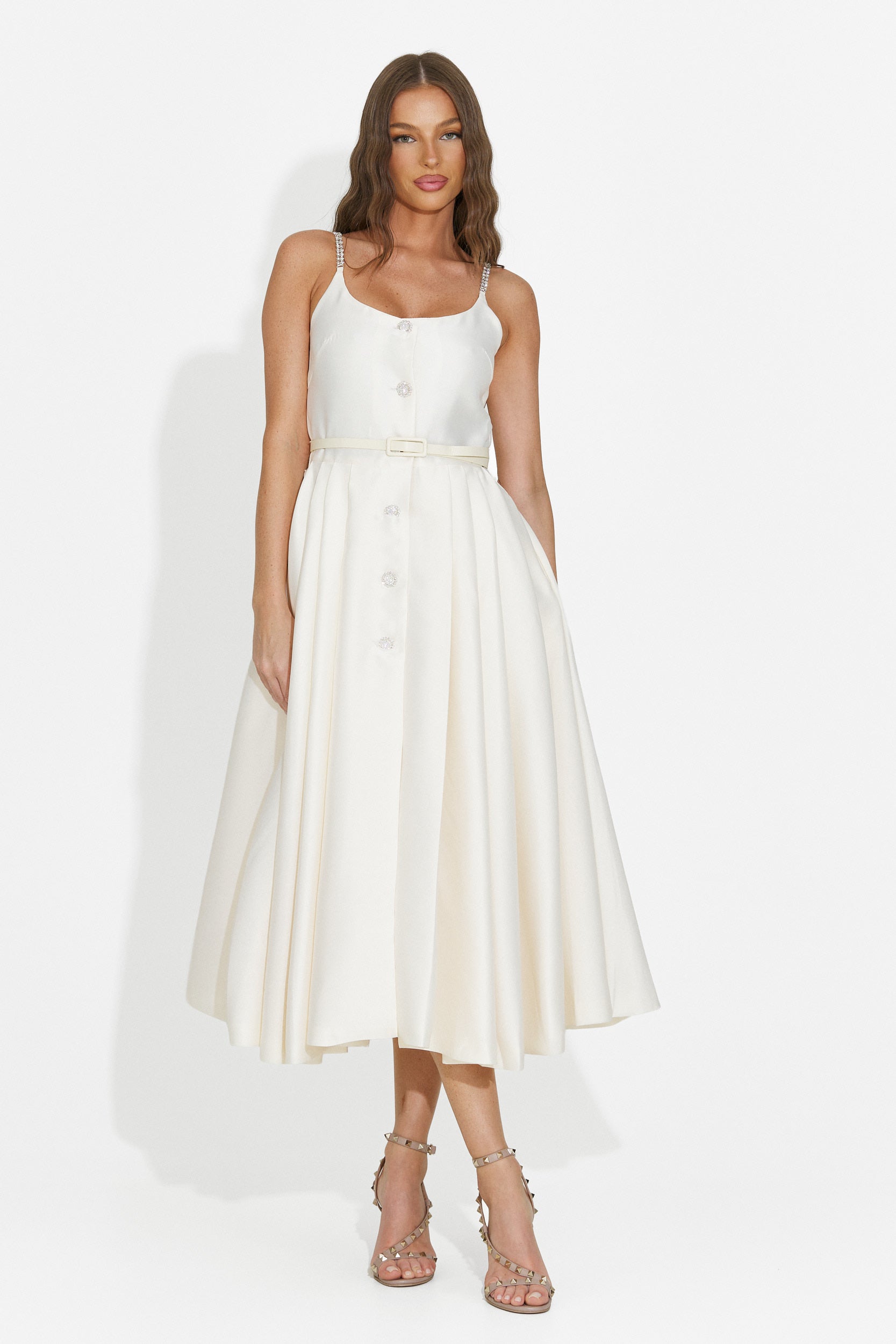 Rochie dama midi bej Florinela Bogas