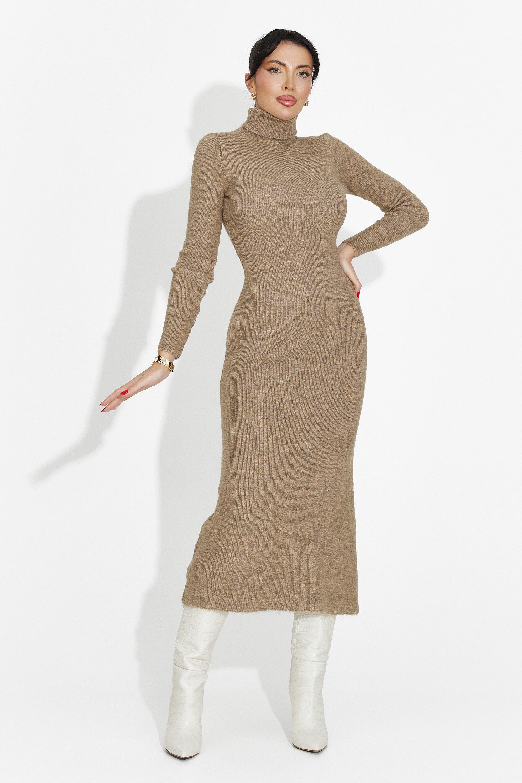 Beige Midi Women's Dress Patrisia Bogas