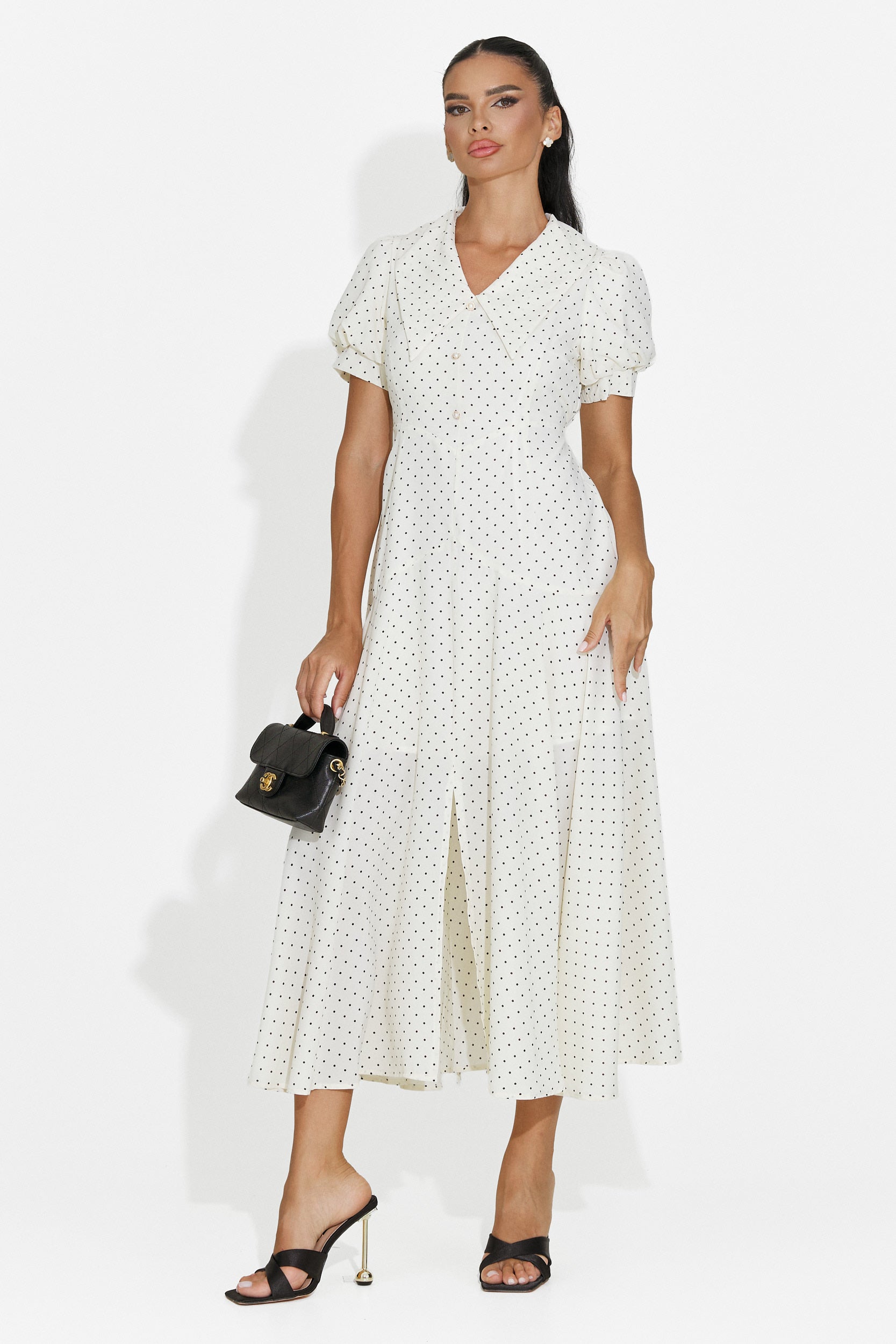 Rochie dama midi bej Taisiana Bogas