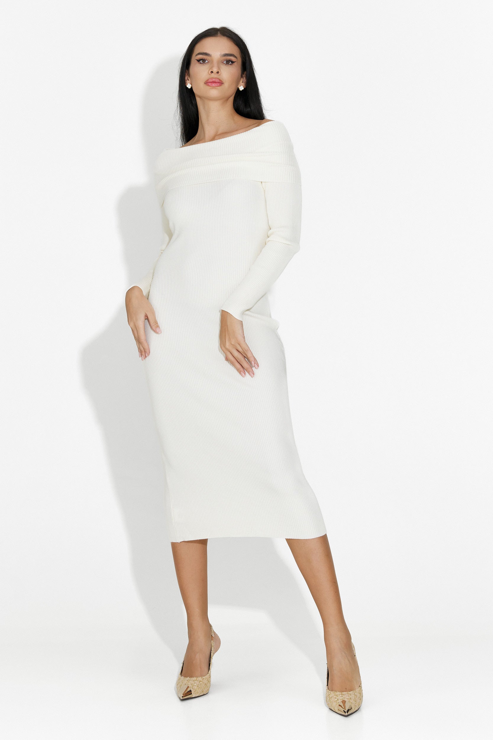 Velana Bogas Beige Midi Dress for Women