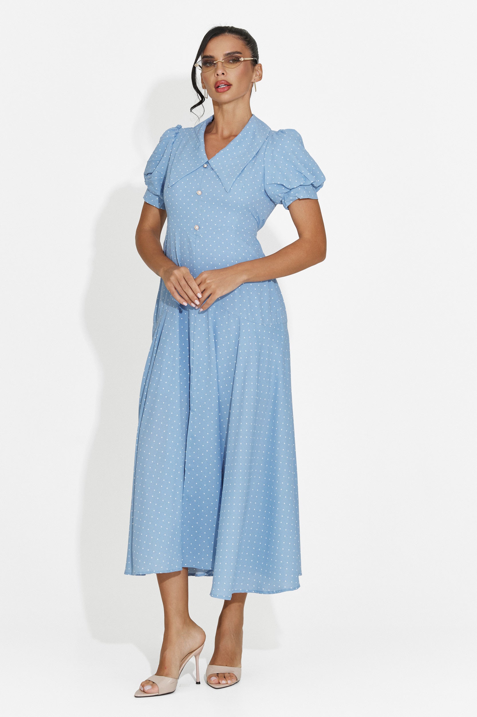 Rochie dama midi bleu Taisiana Bogas
