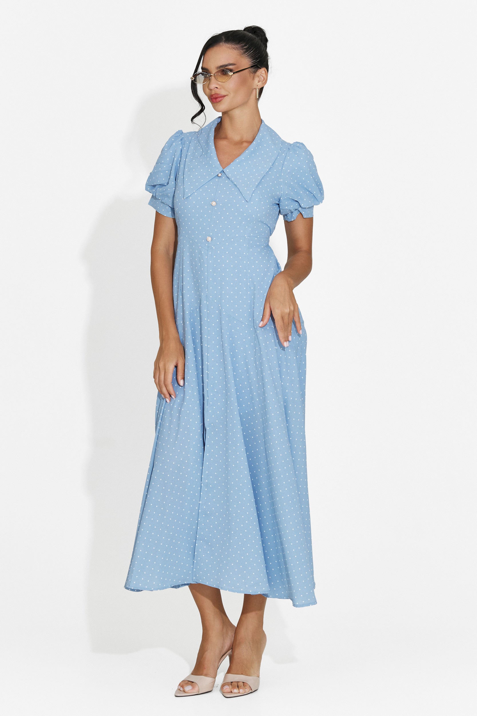 Rochie dama midi bleu Taisiana Bogas