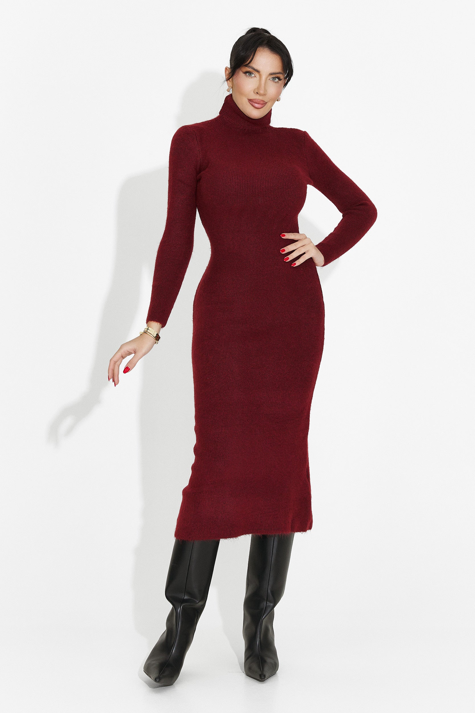 Women's midi dress burgundy Patrisia Bogas