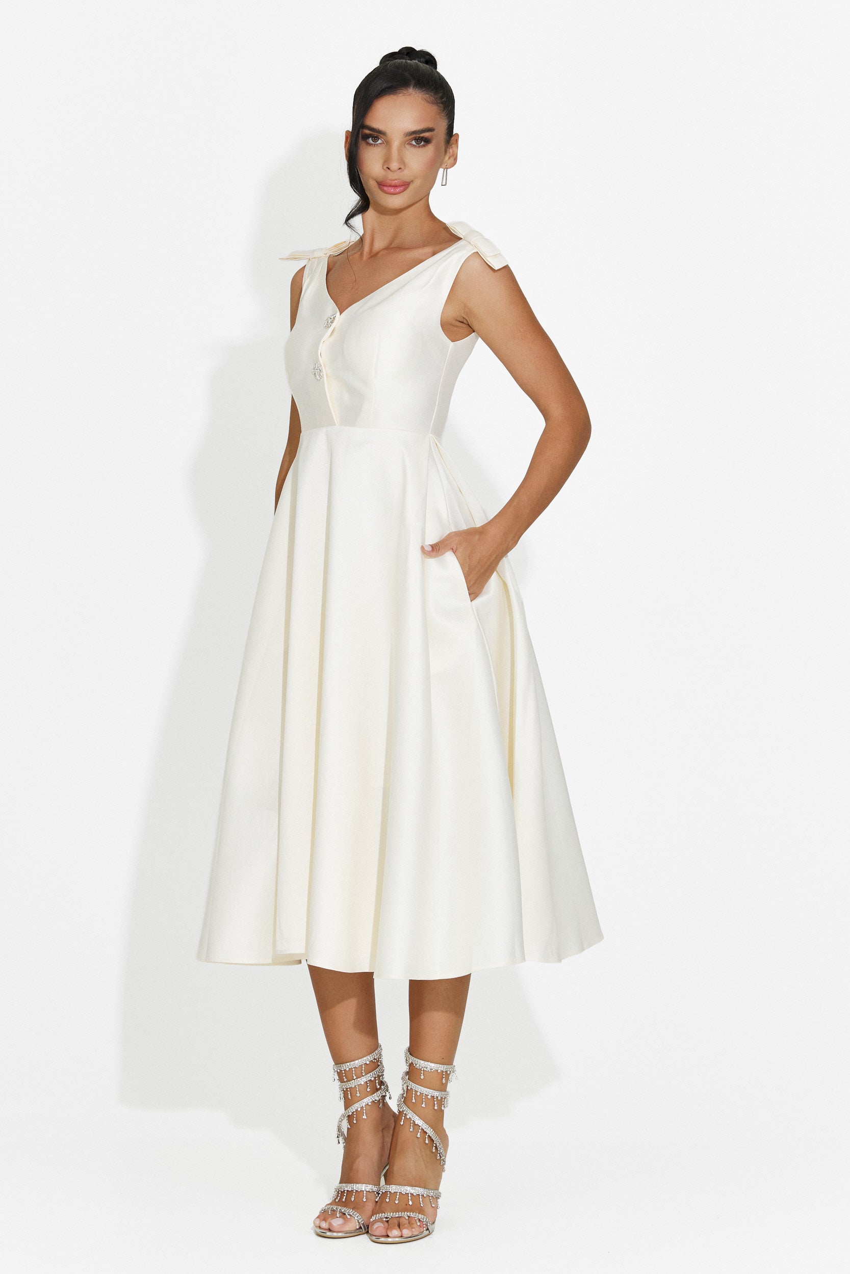 Rochie dama midi crem Ayanda Bogas
