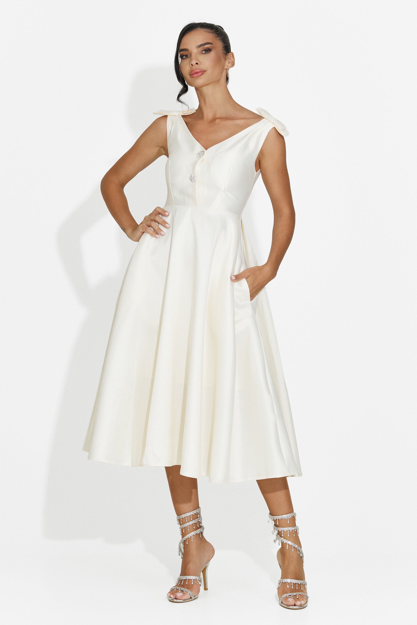 Rochie dama midi crem Ayanda Bogas