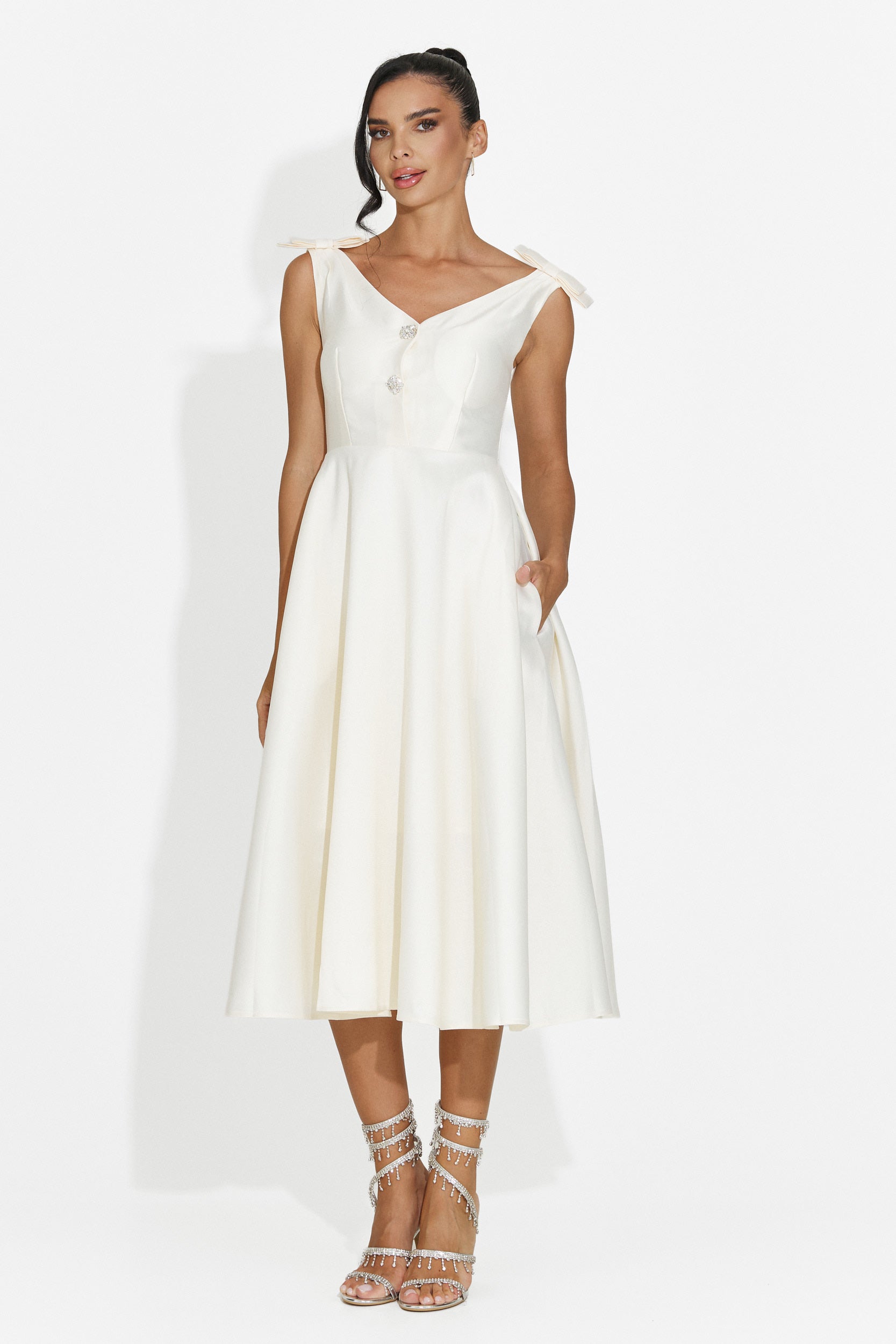 Rochie dama midi crem Ayanda Bogas