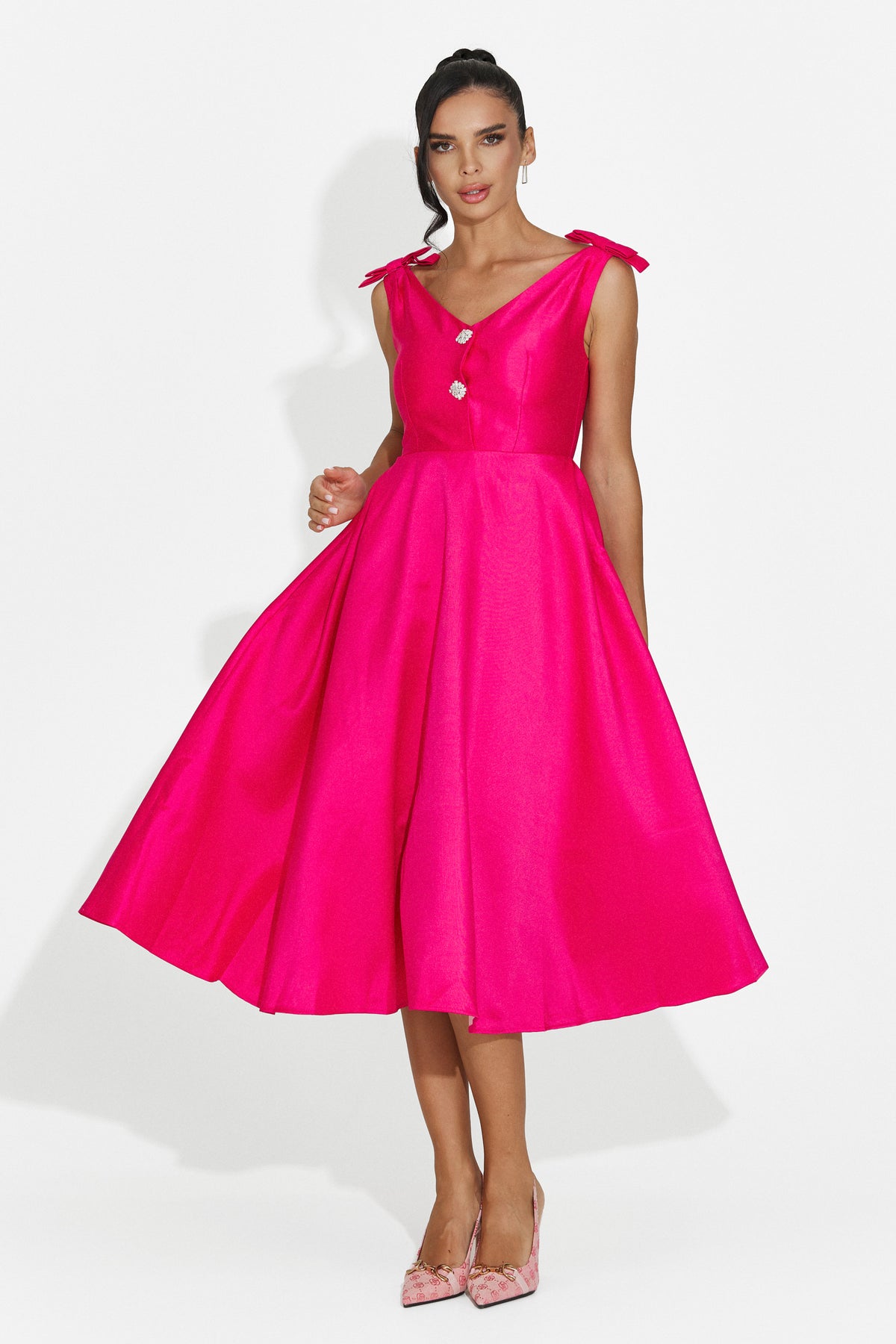 Rochie dama midi fucsia Ayanda Bogas, imaginea 1 din 14