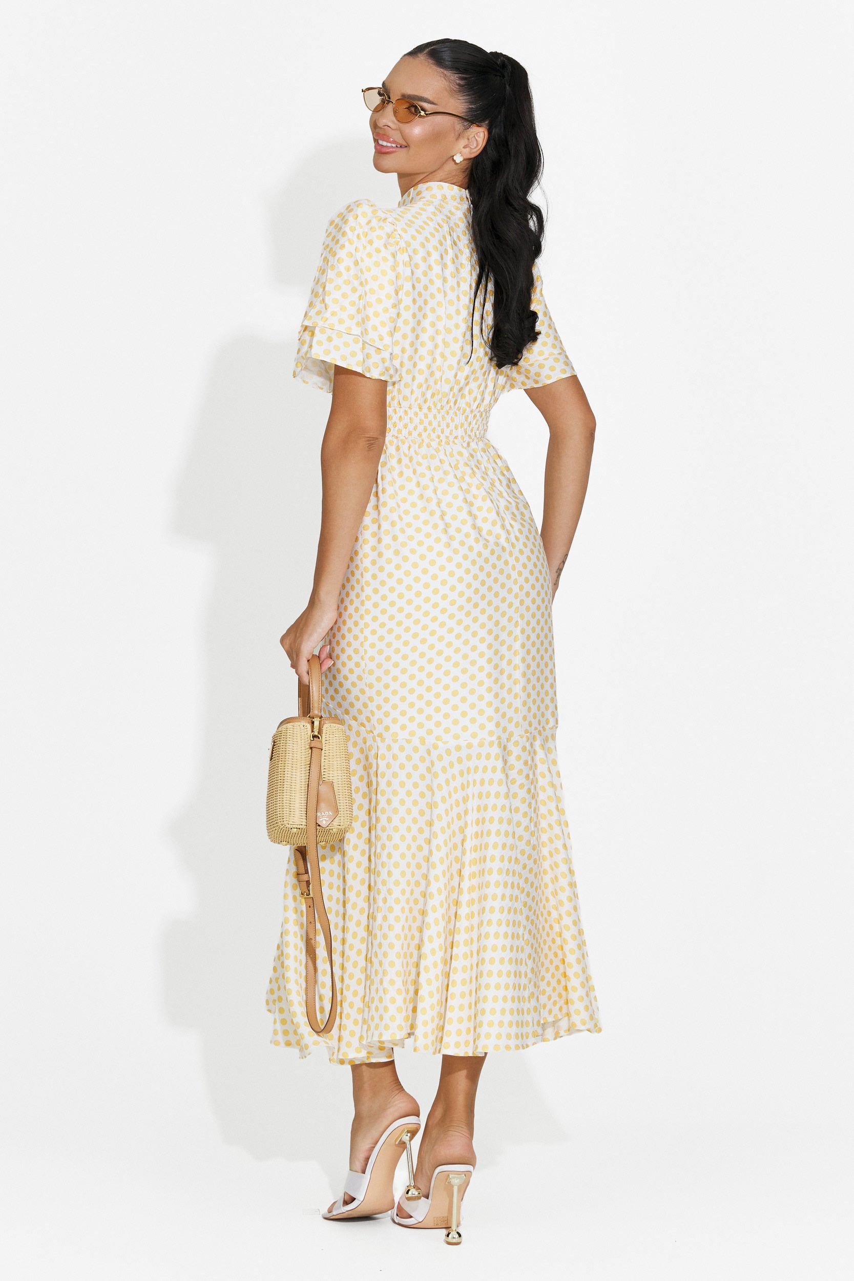 Rochie dama midi galbena Antoneia Bogas