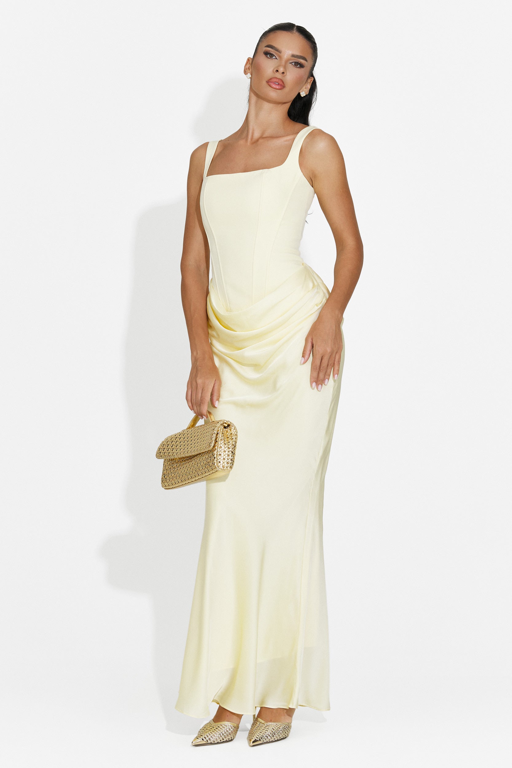 Rochie dama midi galbena Kaviala Bogas