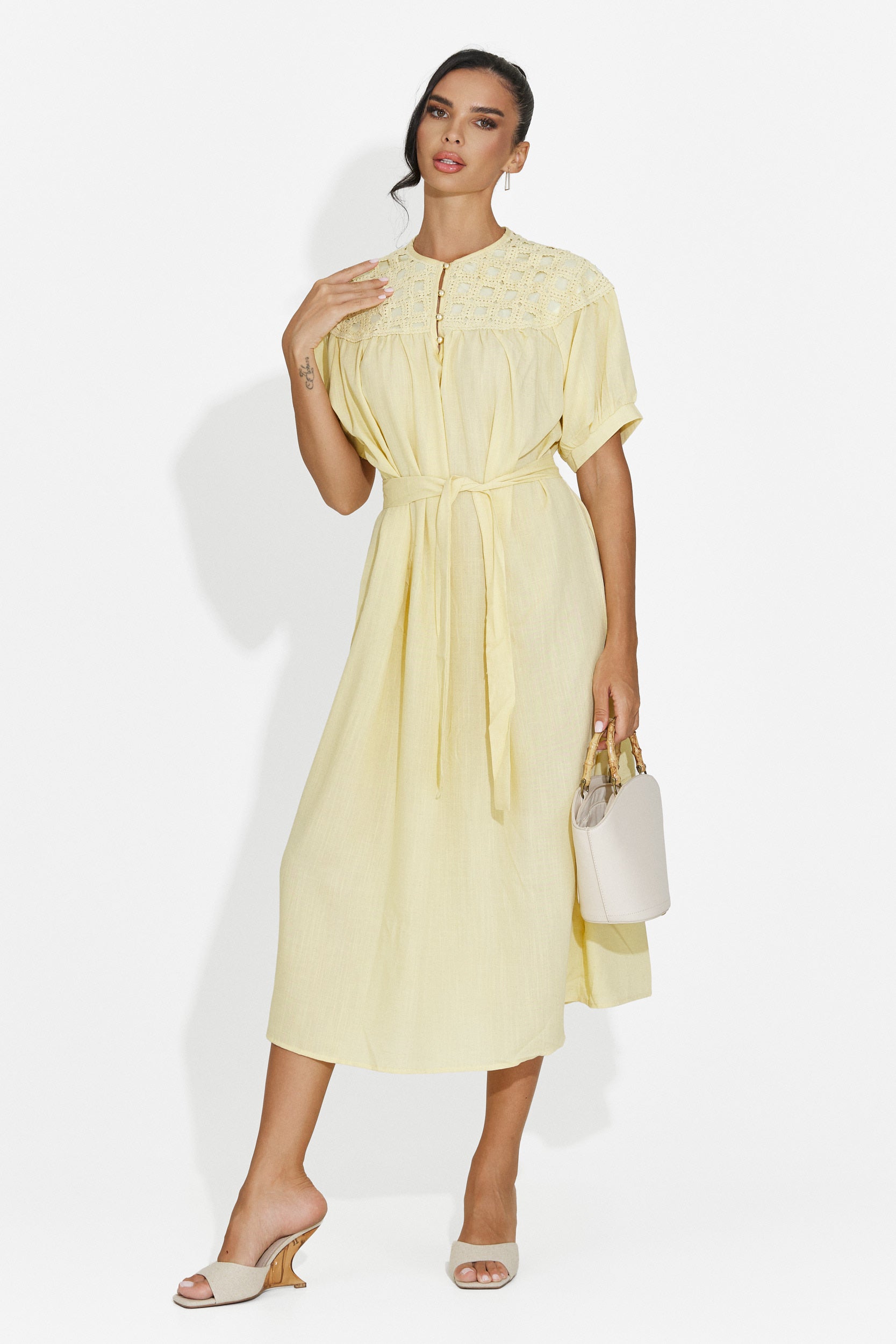 Rochie dama midi galbena Olema Bogas