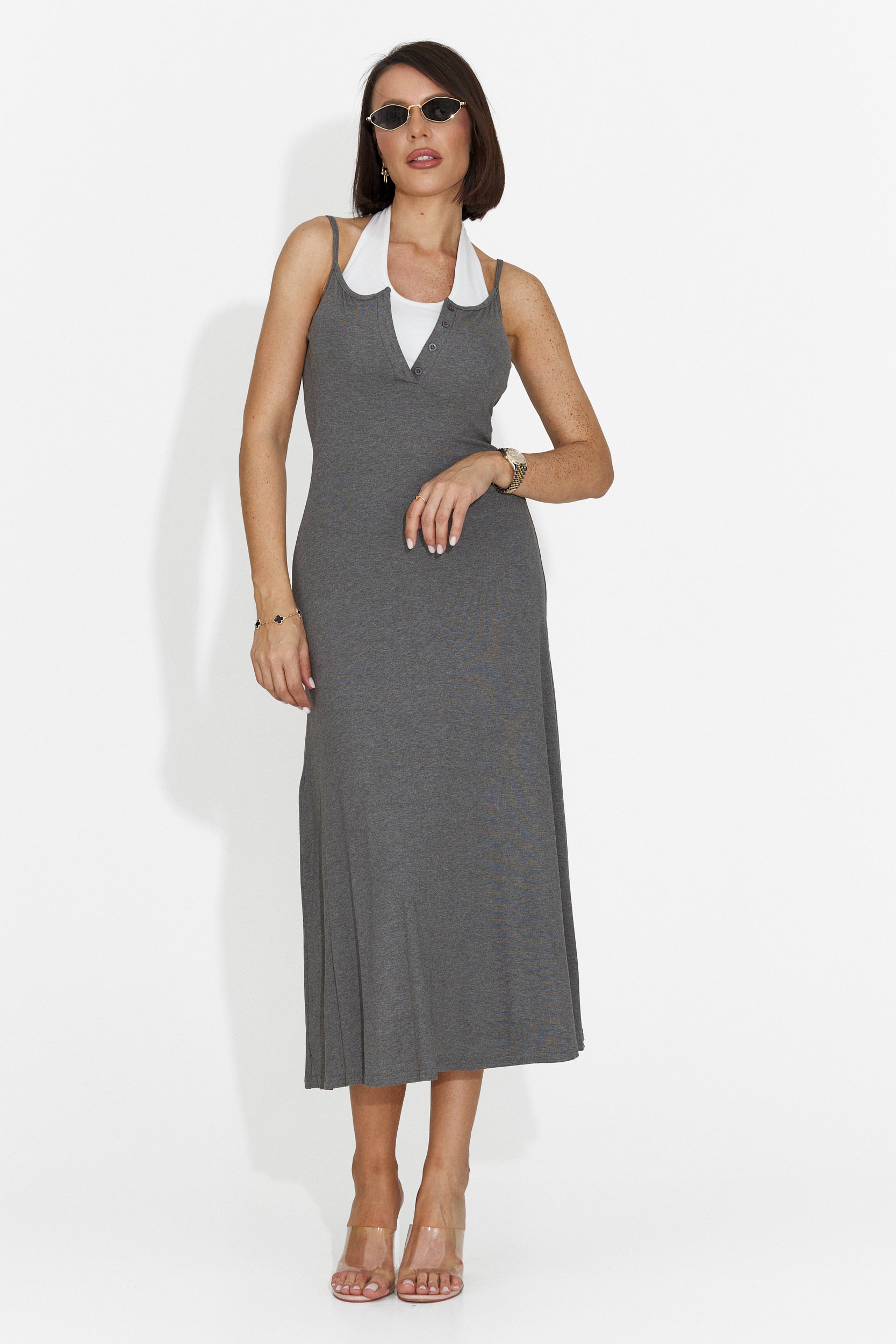 Rochie dama midi gri Arasela Bogas