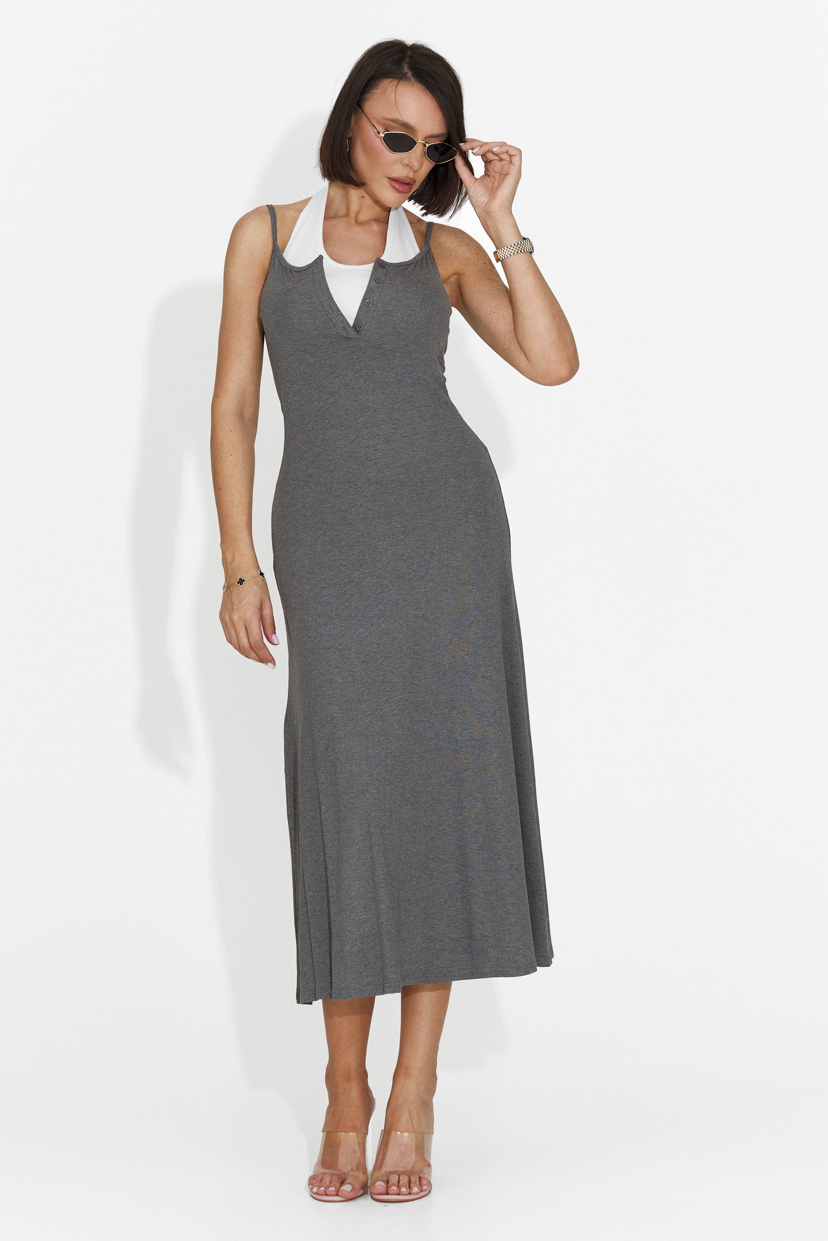 Rochie dama midi gri Arasela Bogas