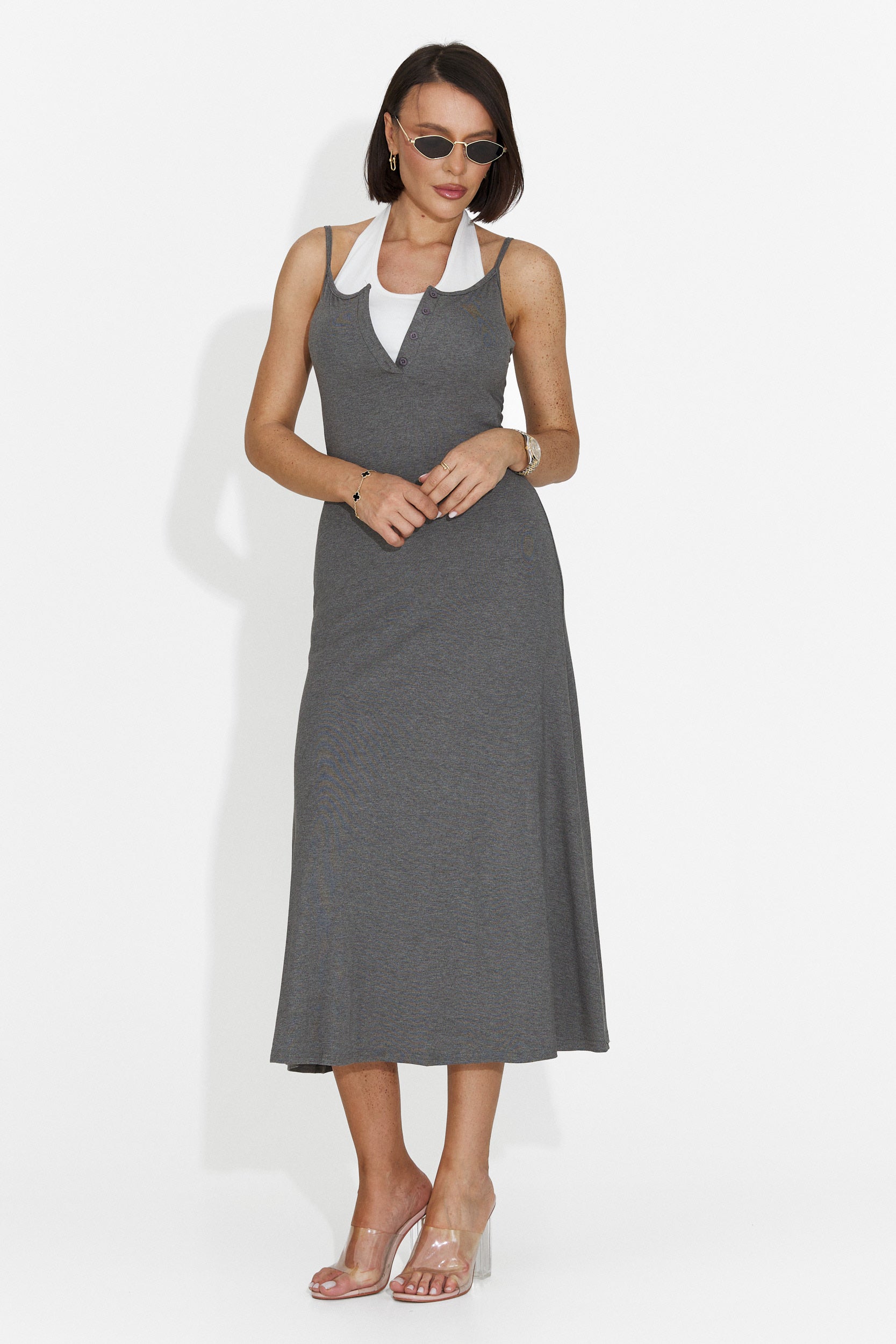 Rochie dama midi gri Arasela Bogas