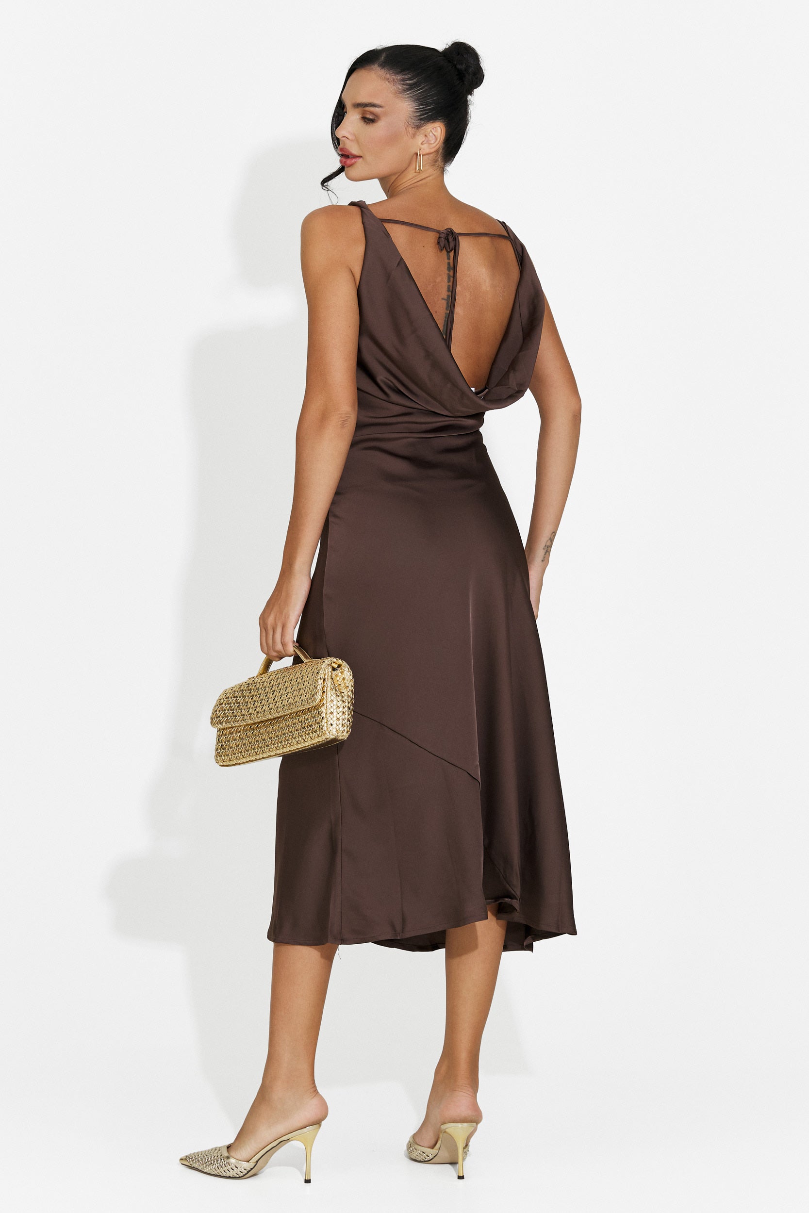 Rochie dama midi maro Aliria Bogas