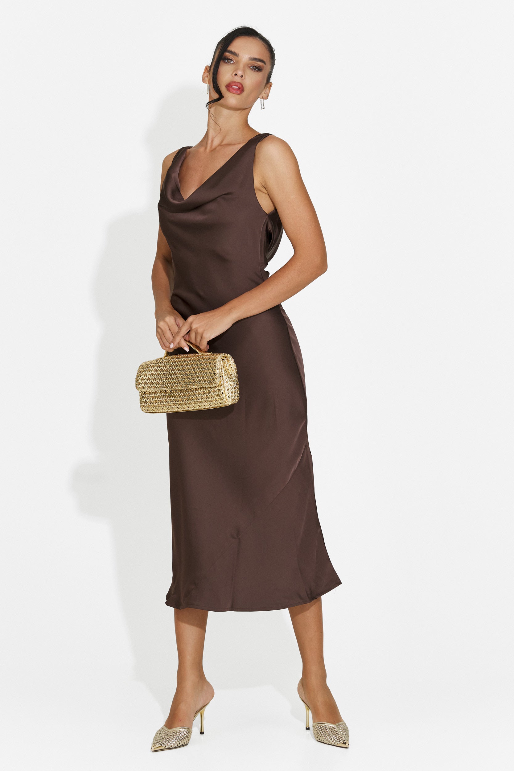 Rochie dama midi maro Aliria Bogas