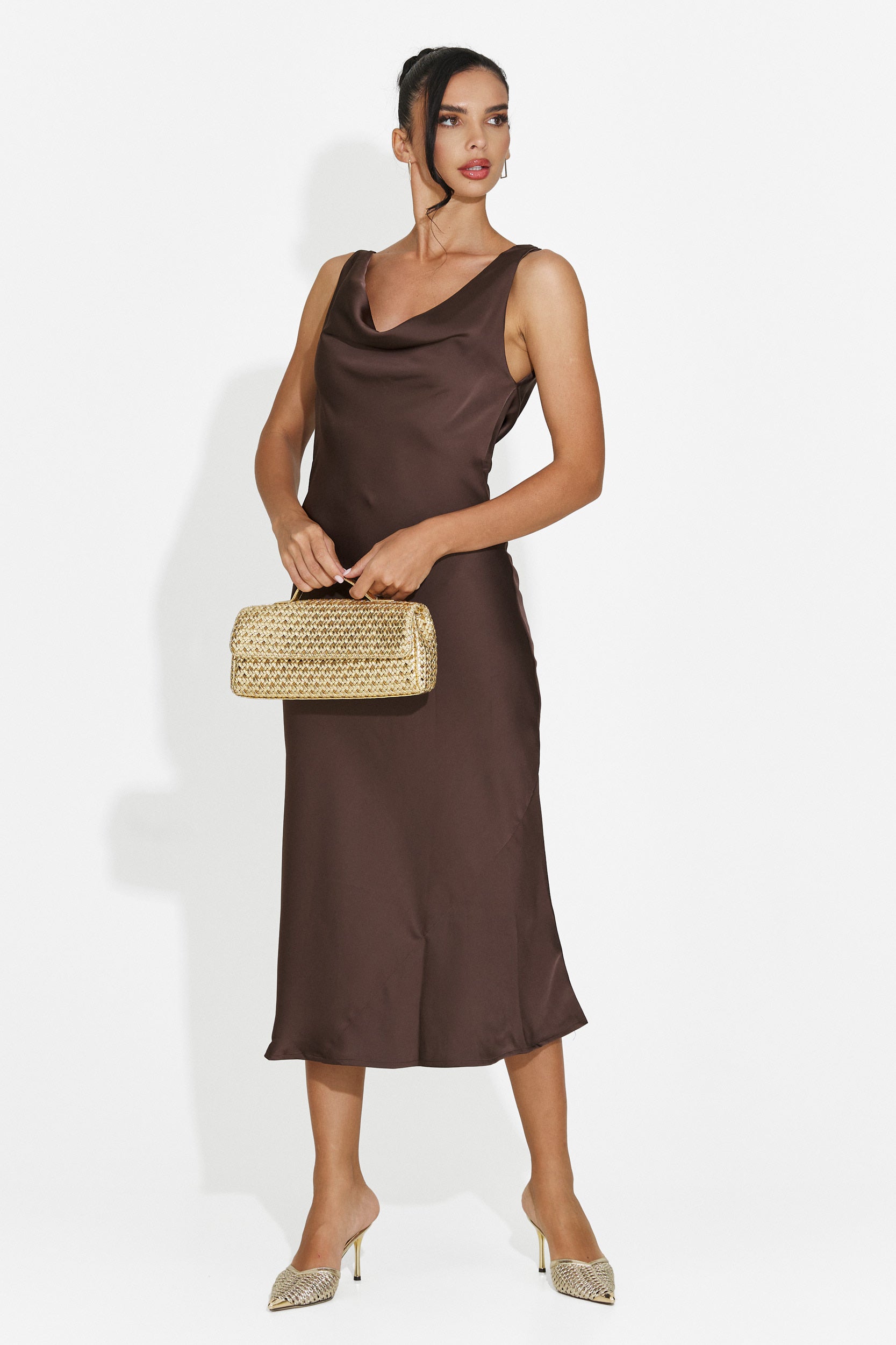 Rochie dama midi maro Aliria Bogas