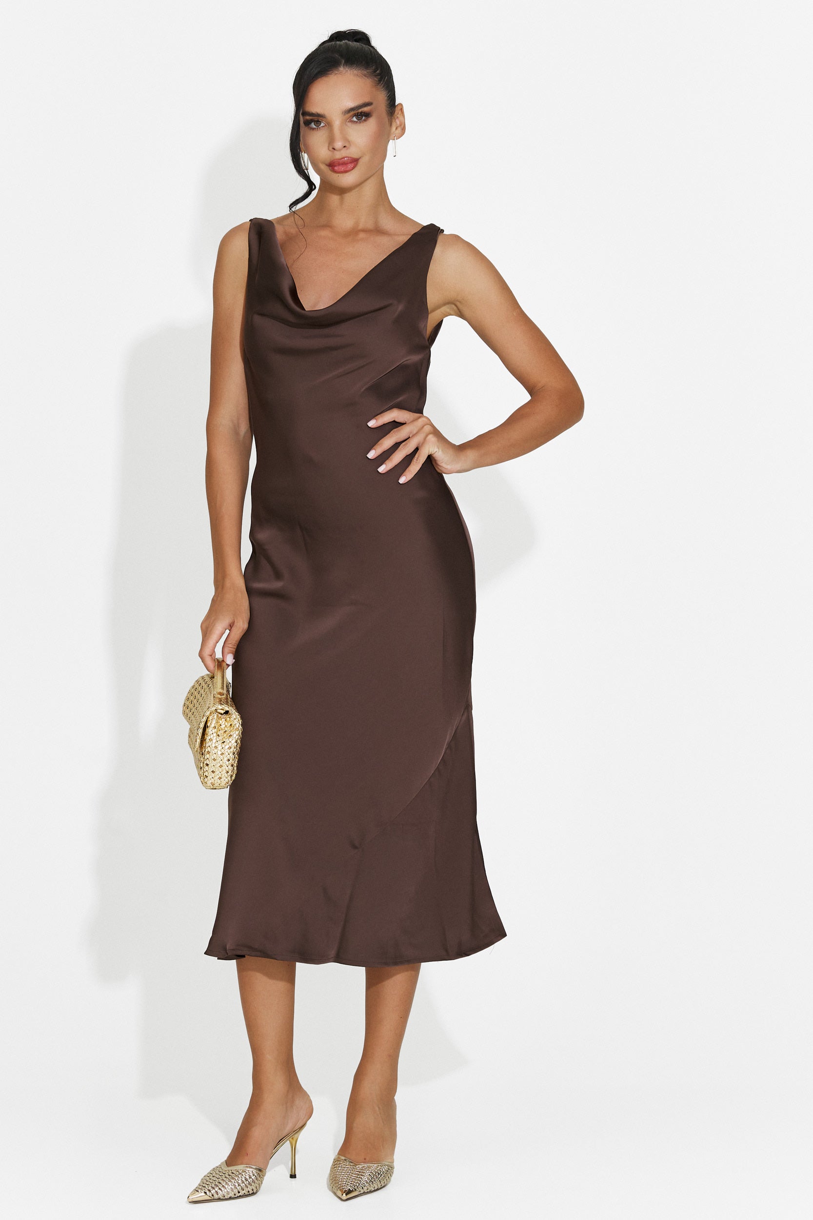 Rochie dama midi maro Aliria Bogas
