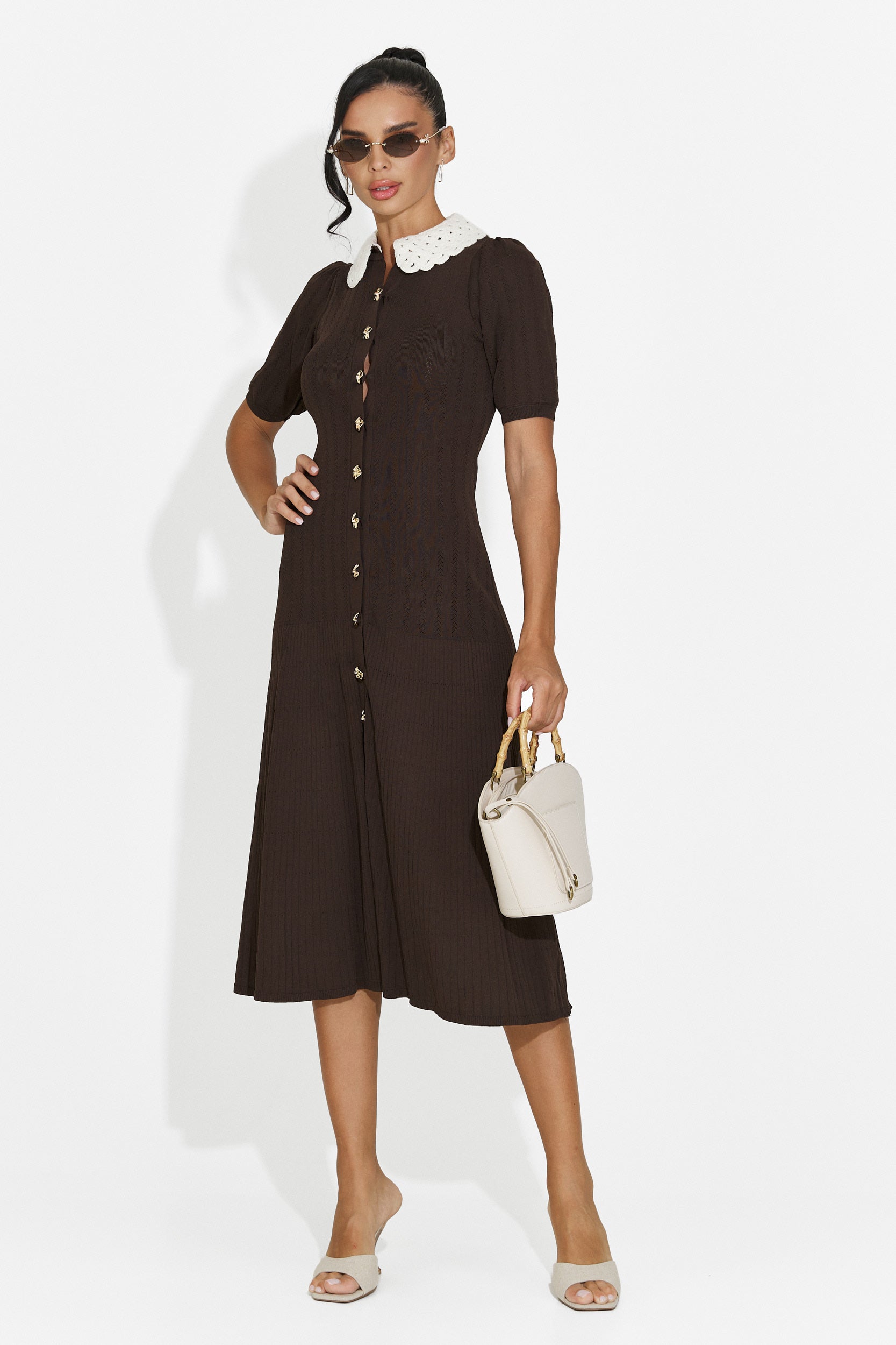 Rochie dama midi maro Ernesta Bogas