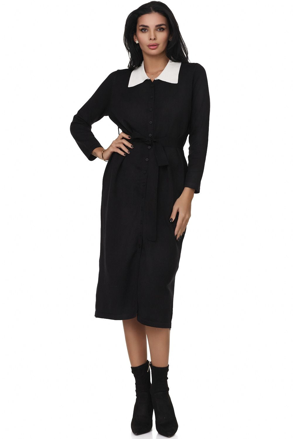 Belesia Bogas black midi dress for women