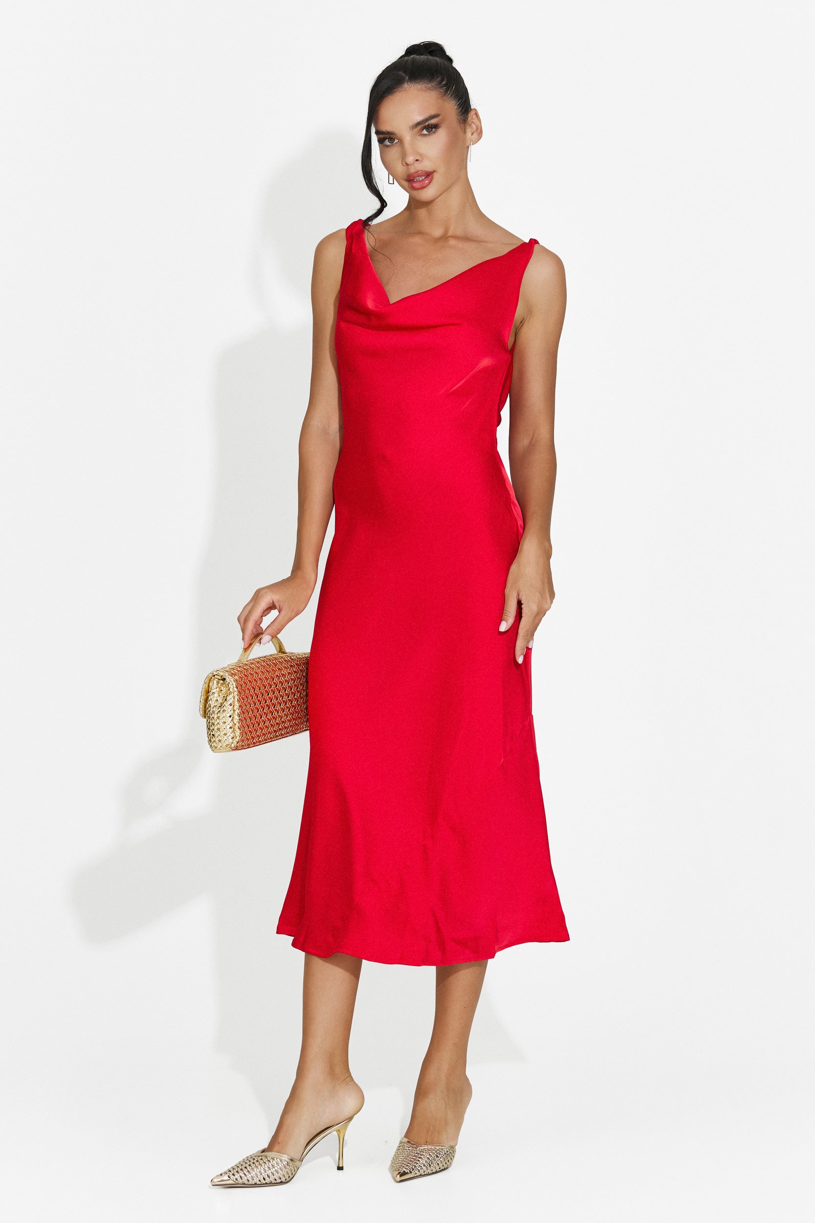 Rochie dama midi rosie Aliria Bogas