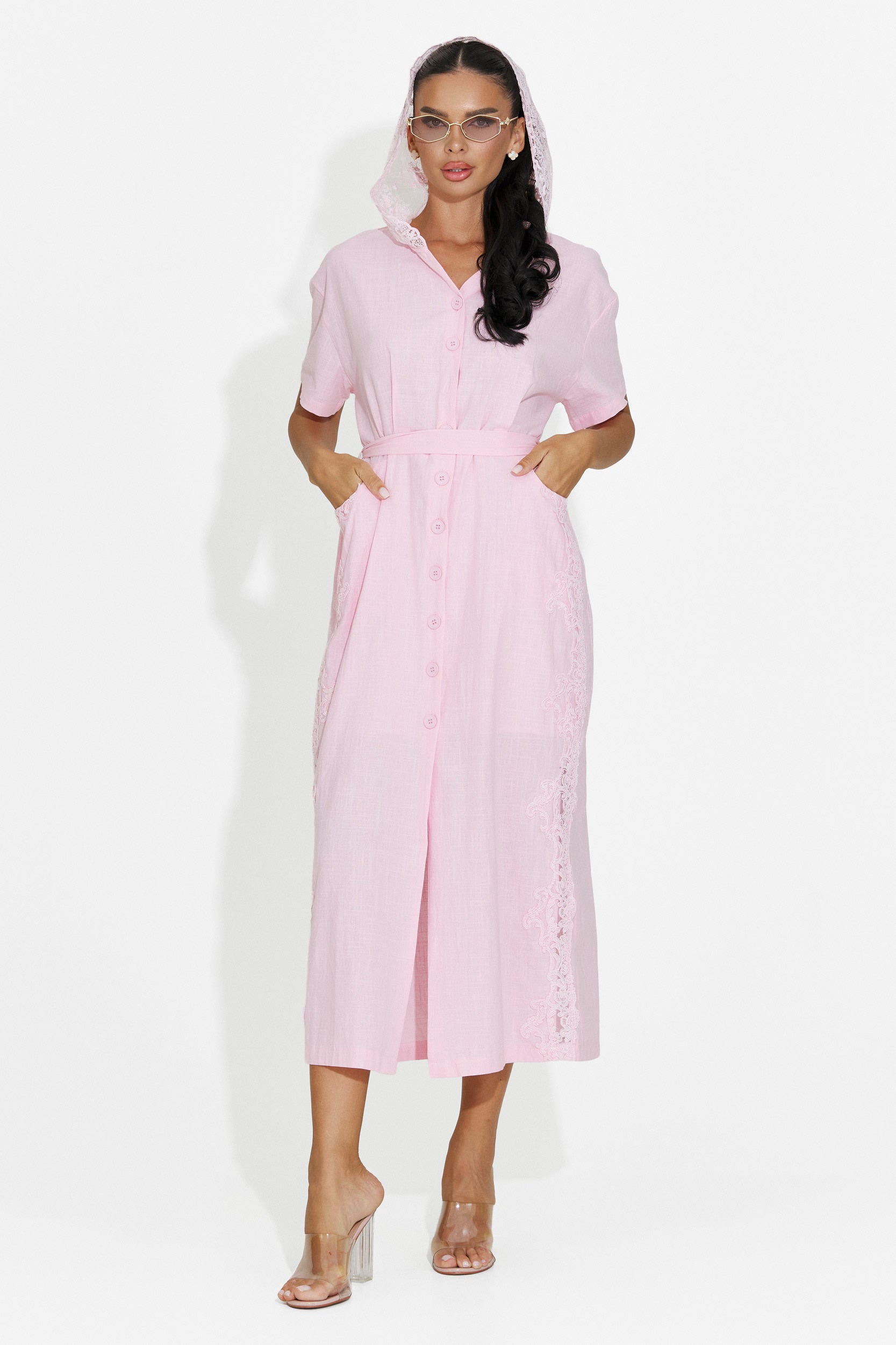 Rochie dama midi roz Aneira Bogas