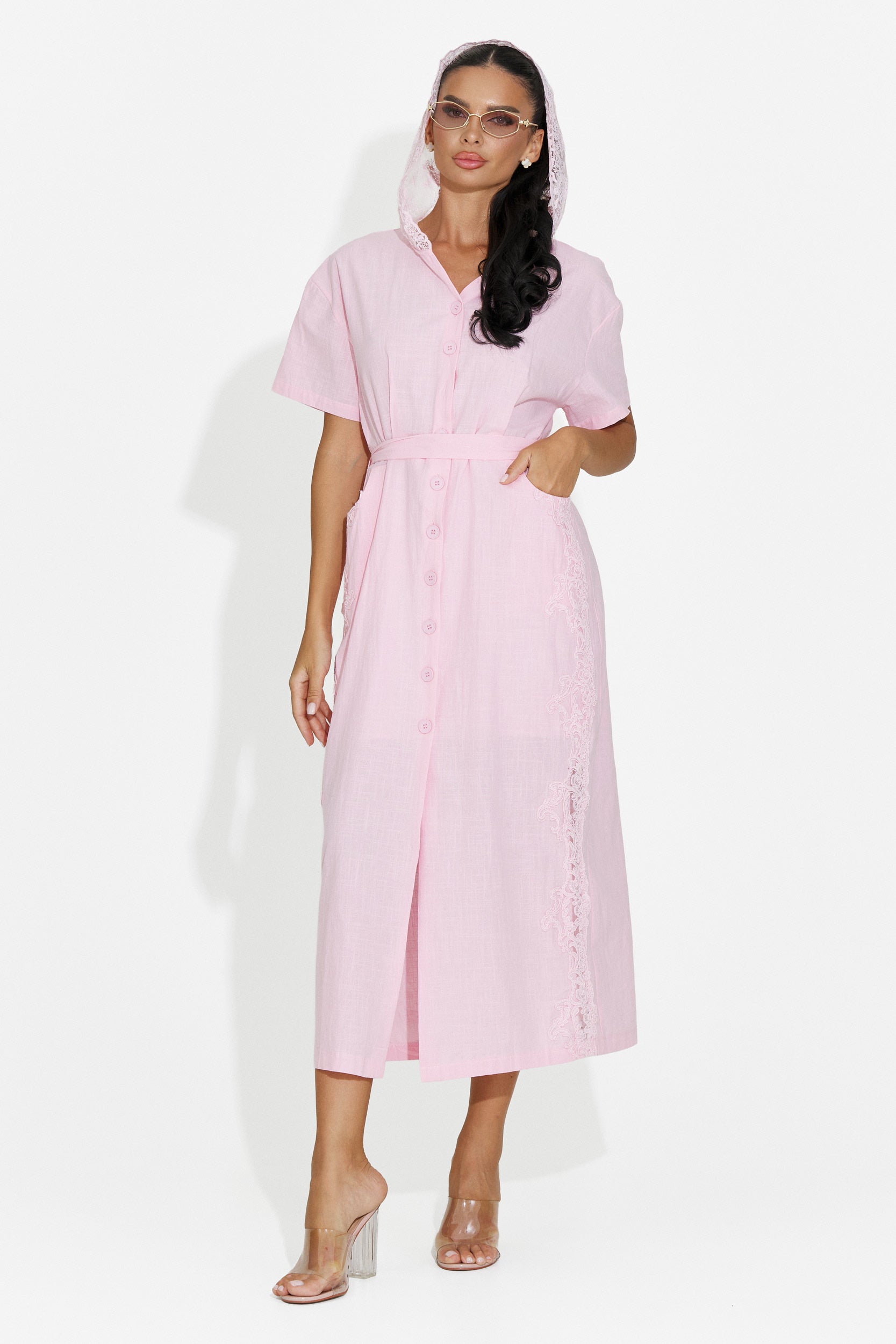 Rochie dama midi roz Aneira Bogas