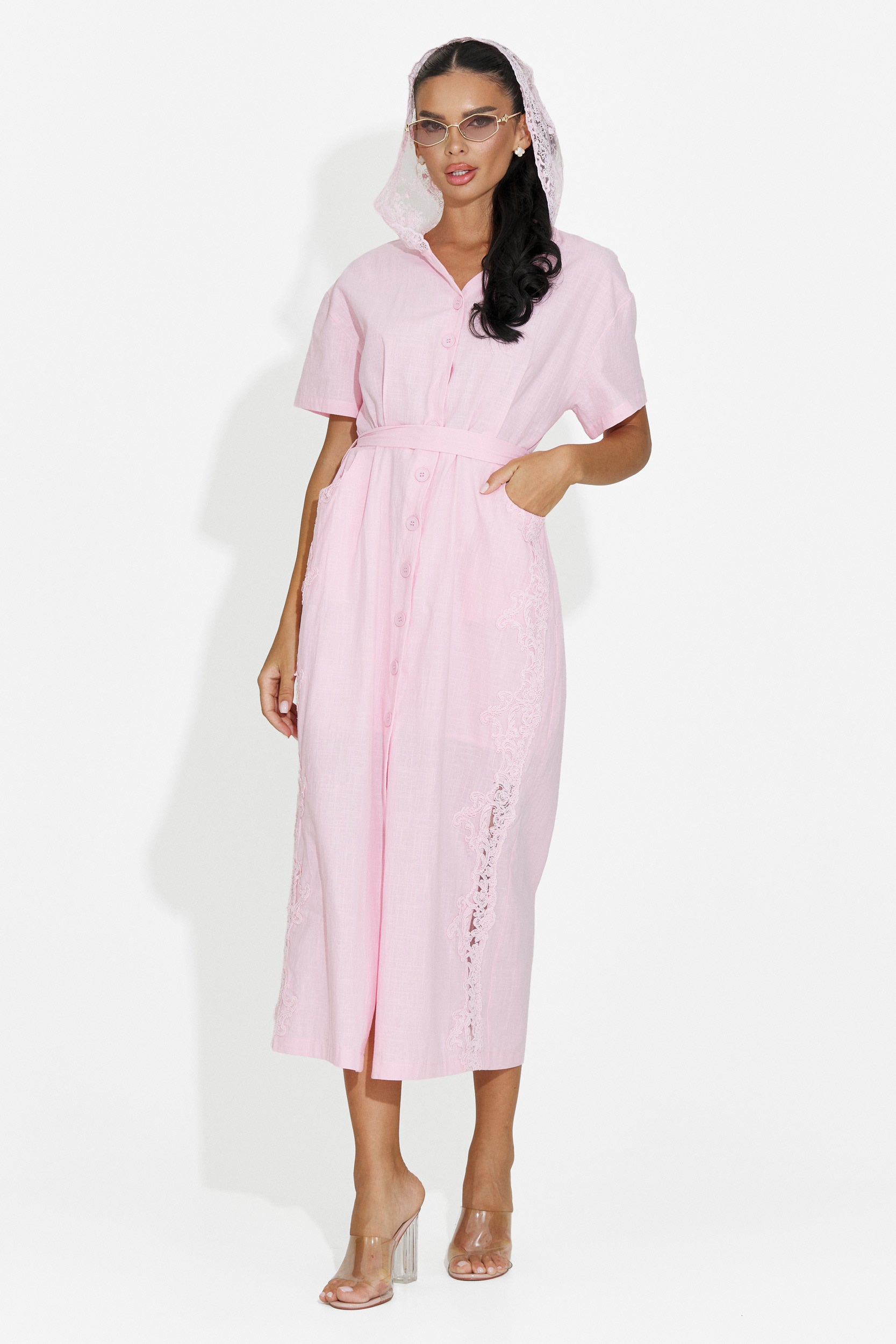 Rochie dama midi roz Aneira Bogas