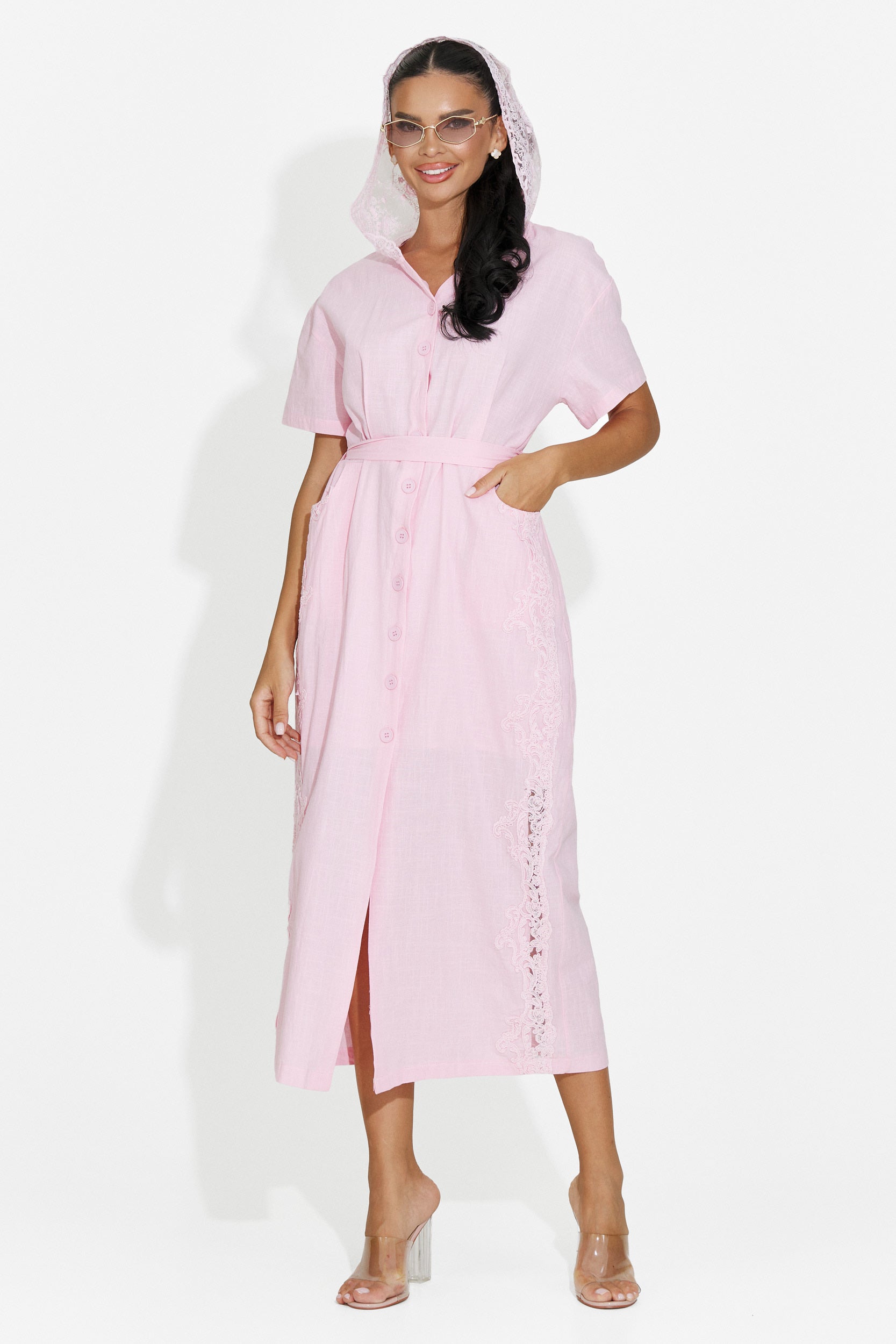 Rochie dama midi roz Aneira Bogas