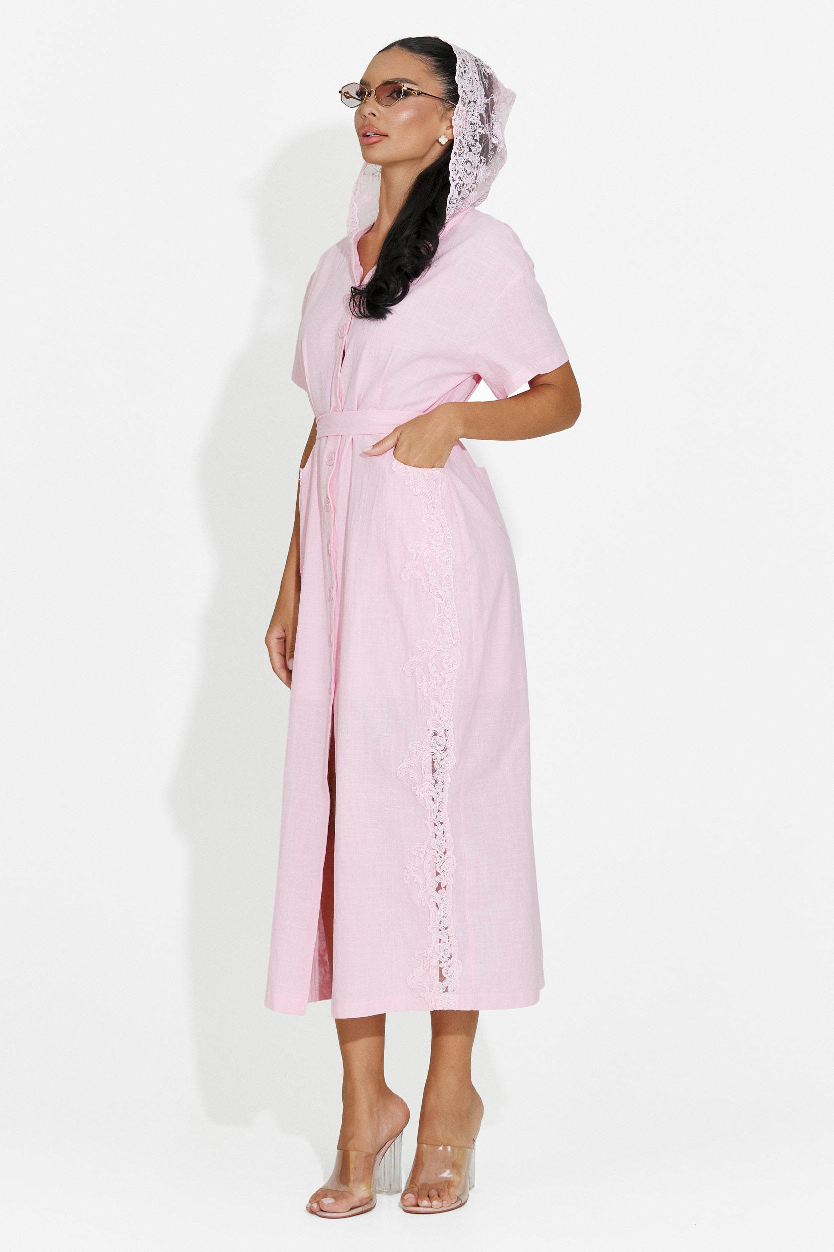 Rochie dama midi roz Aneira Bogas