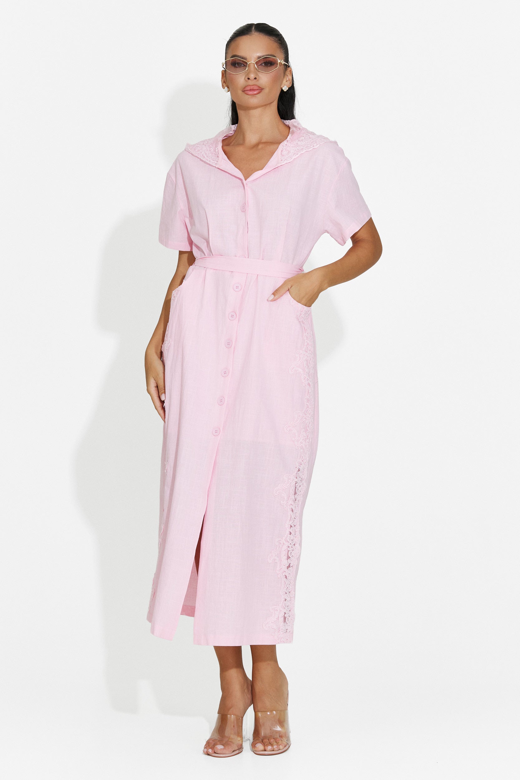 Rochie dama midi roz Aneira Bogas