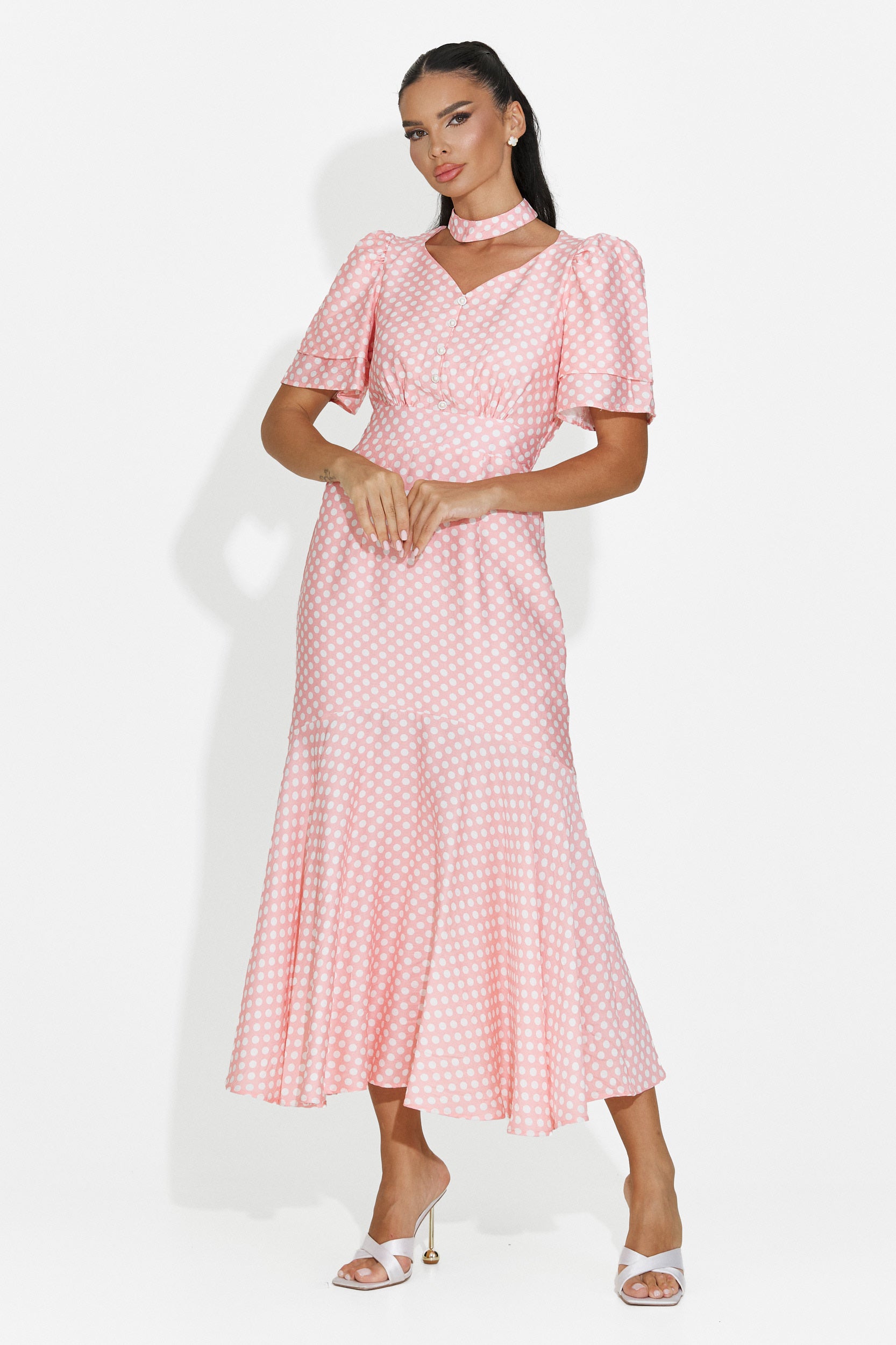 Rochie dama midi roz Antoneia Bogas