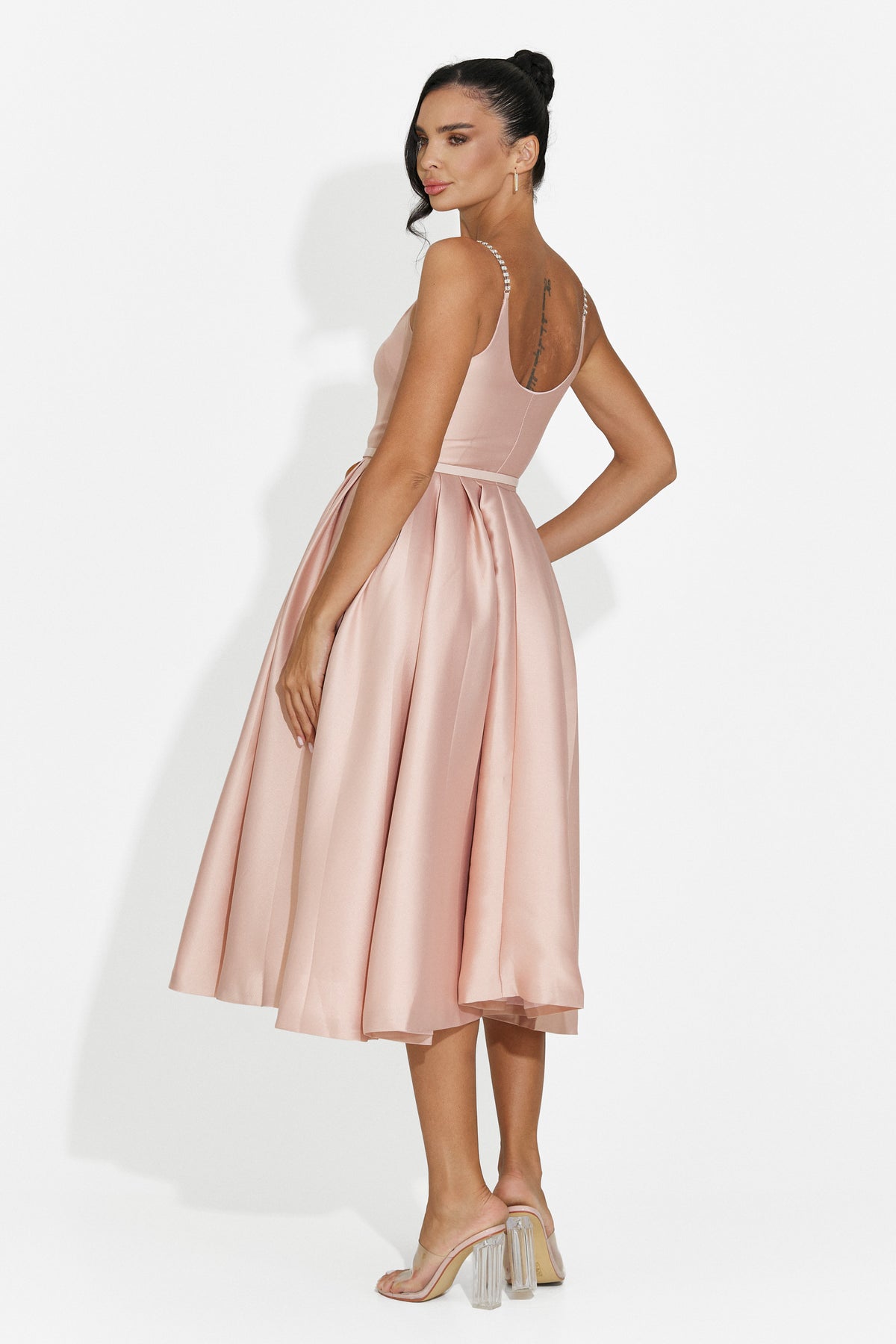 Rochie dama midi roz Florinela Bogas, imaginea 2 din 8