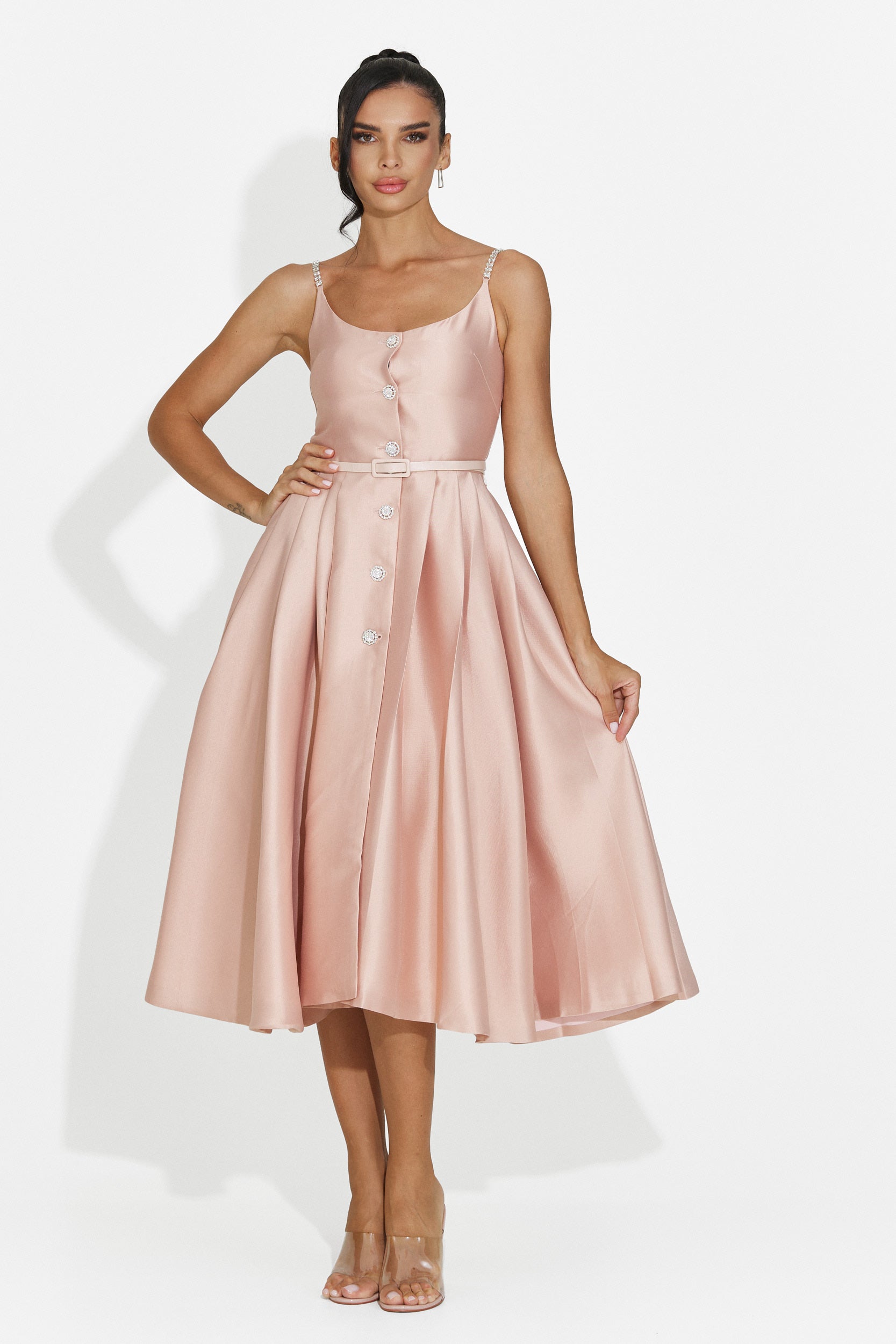 Rochie dama midi roz Florinela Bogas