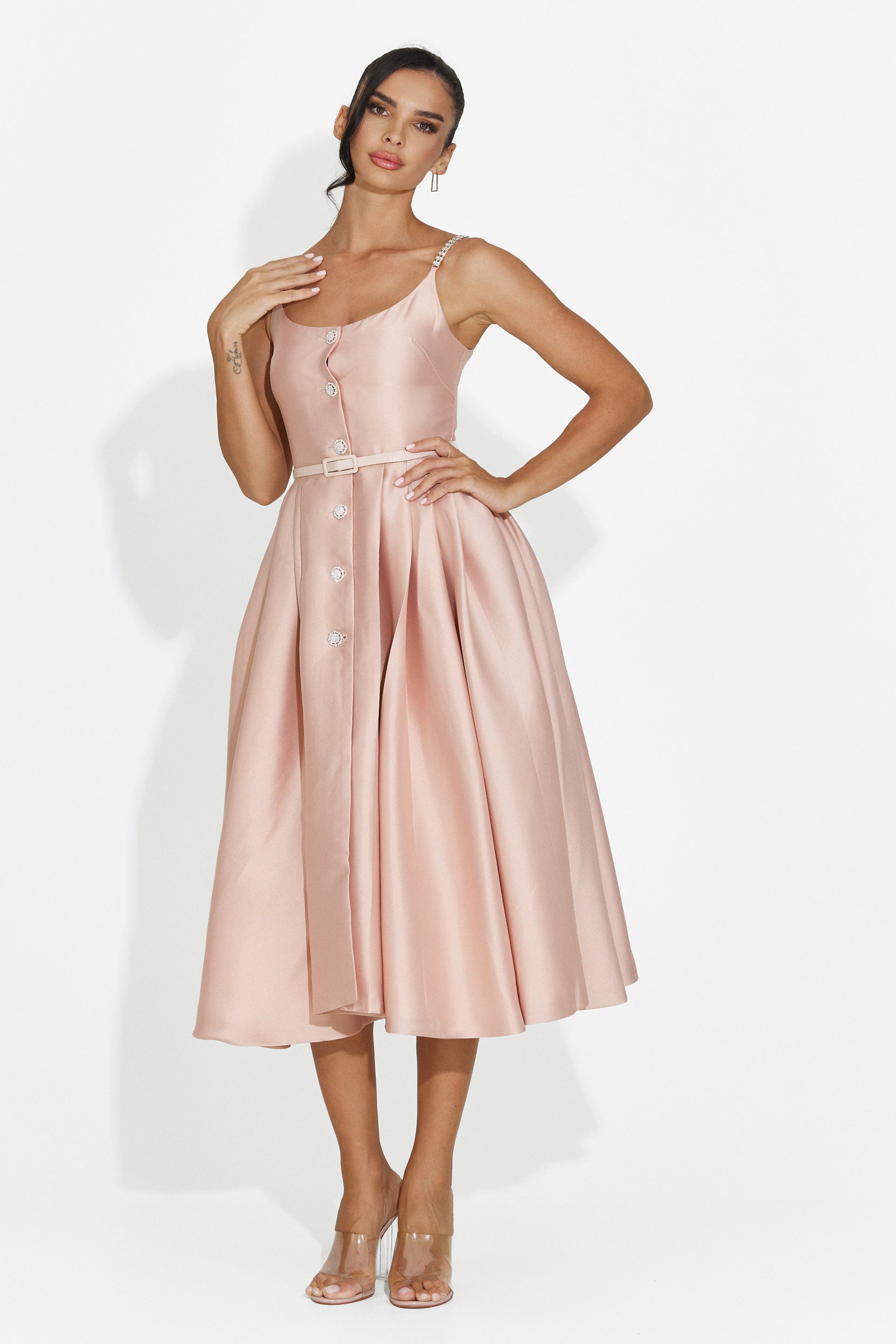 Rochie dama midi roz Florinela Bogas