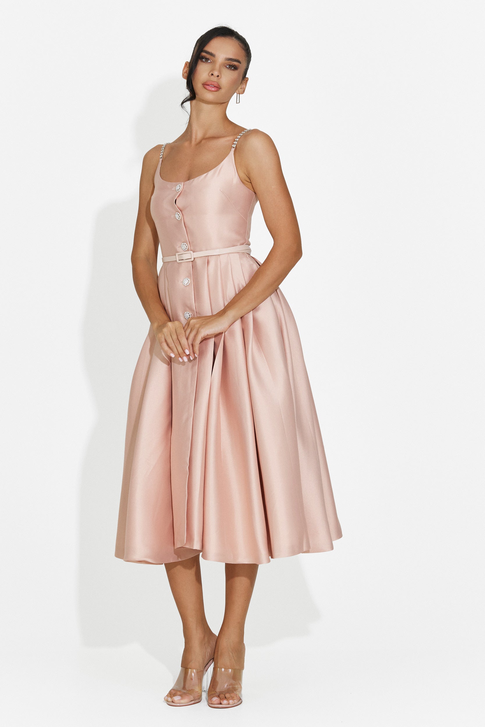 Rochie dama midi roz Florinela Bogas