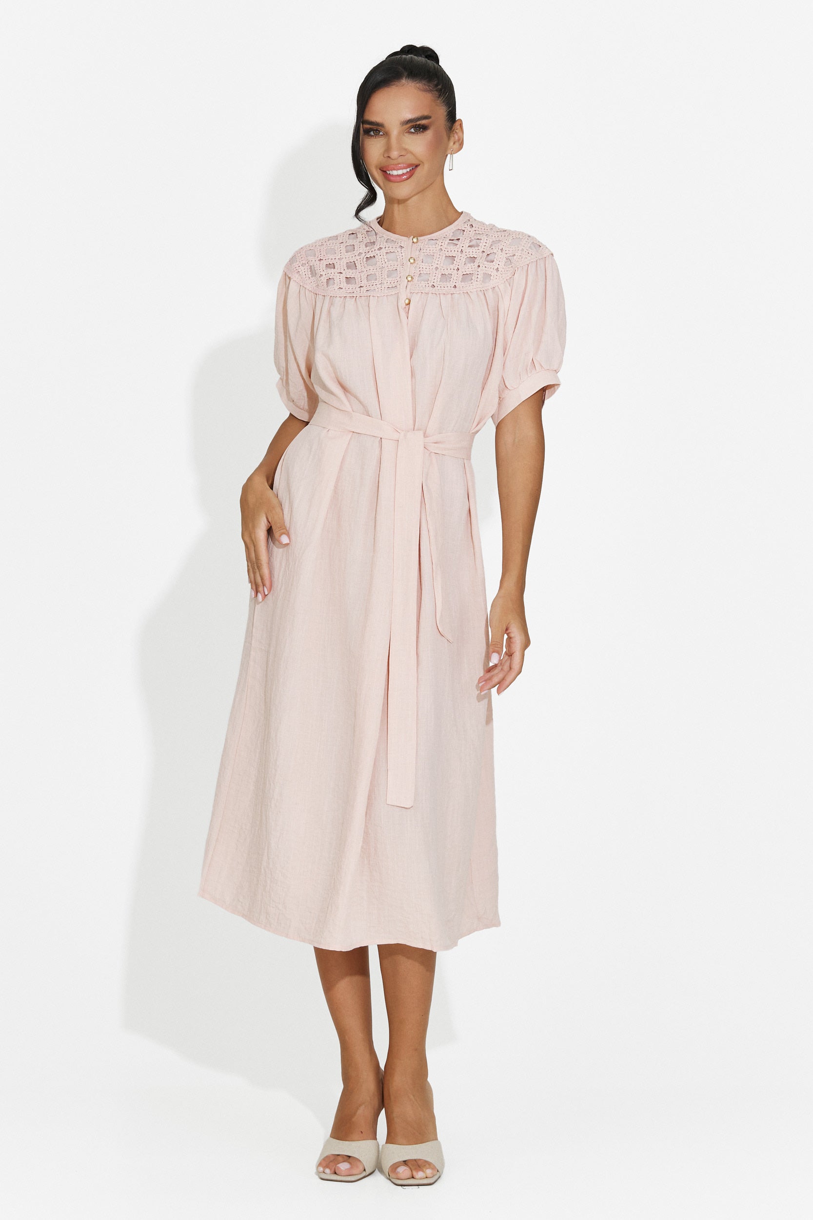 Rochie dama midi roz Olema Bogas