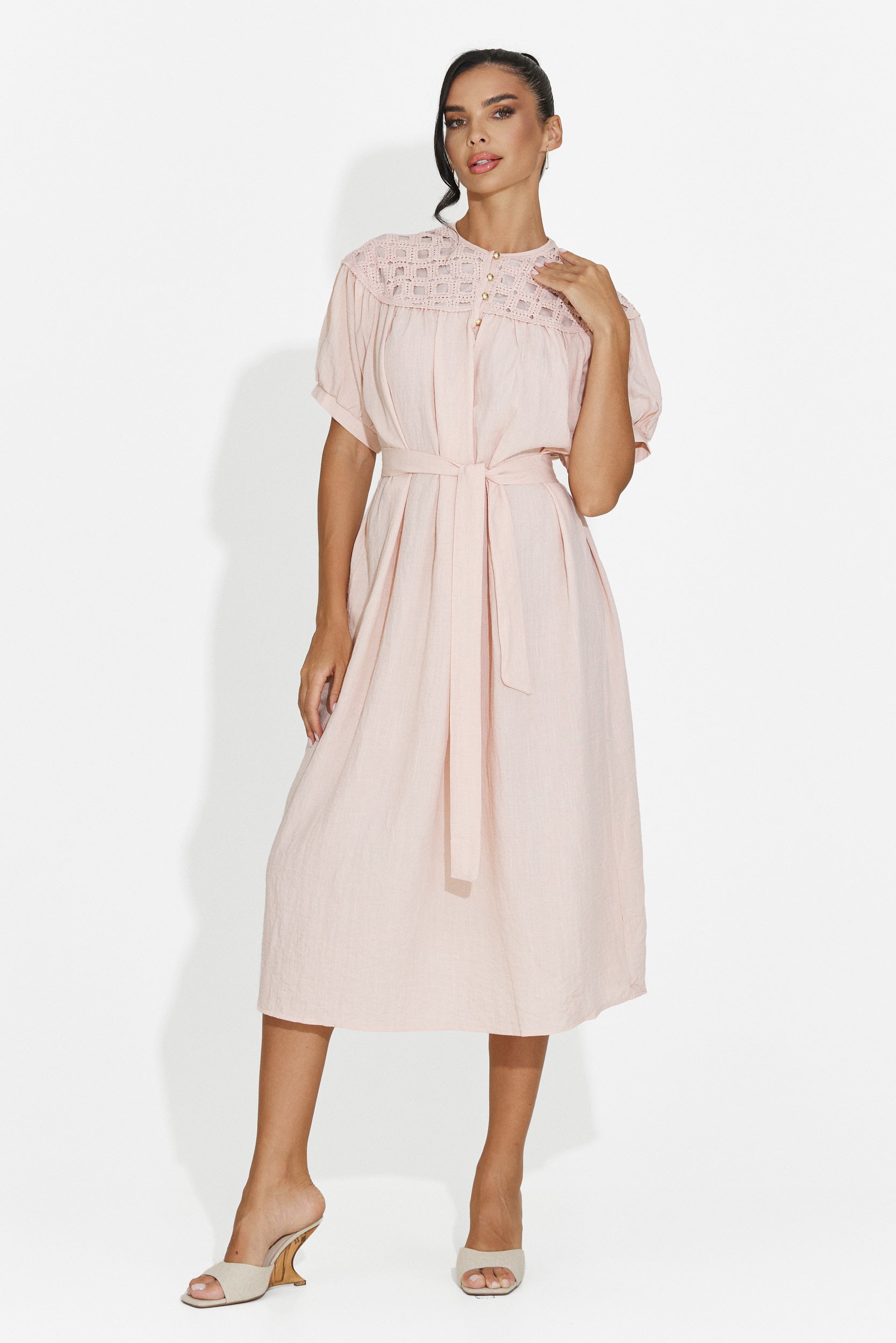 Rochie dama midi roz Olema Bogas