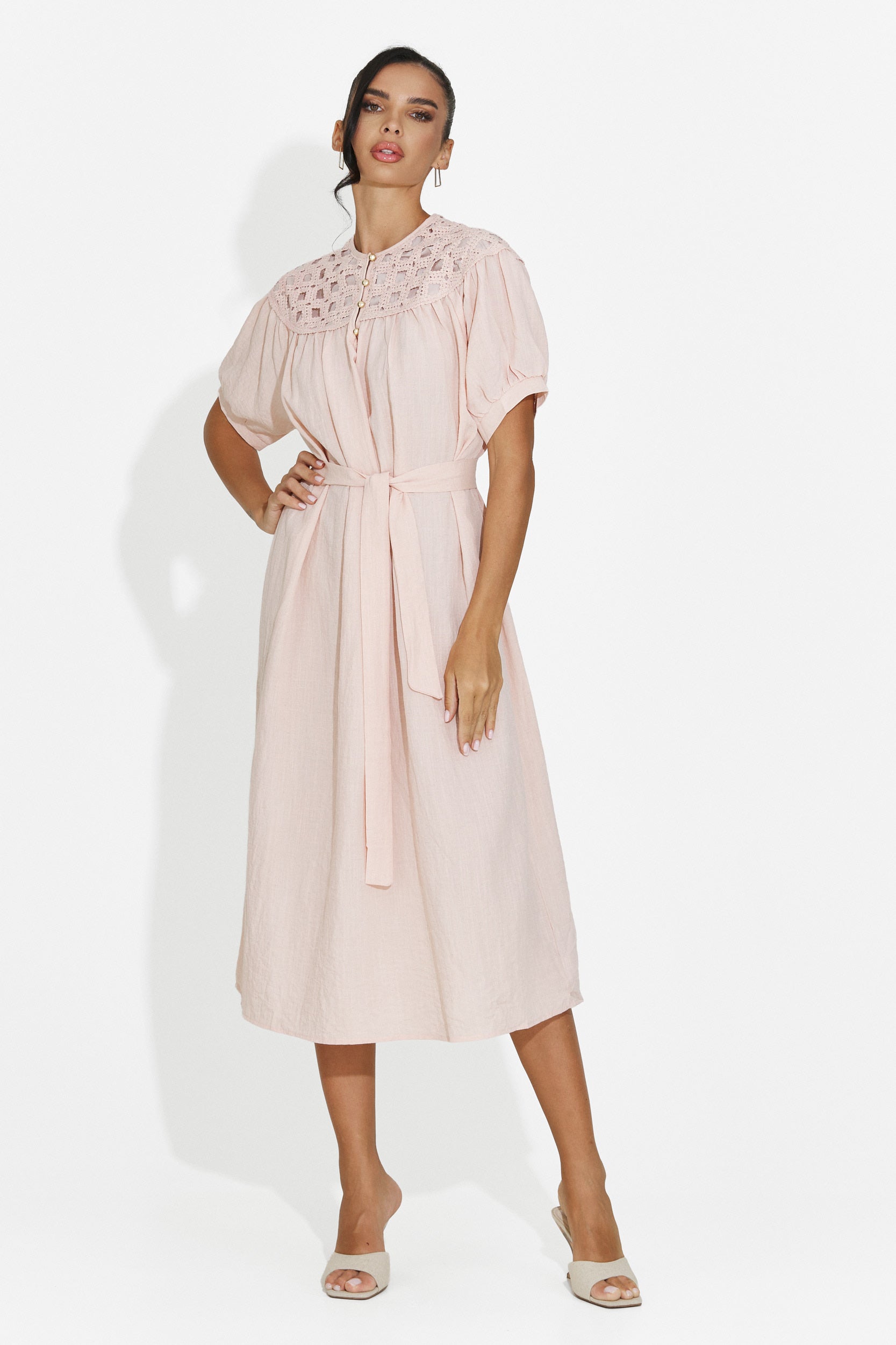 Rochie dama midi roz Olema Bogas