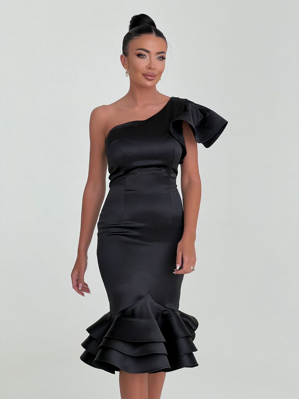 Ladies black taffeta midi dress Zammy Bogas