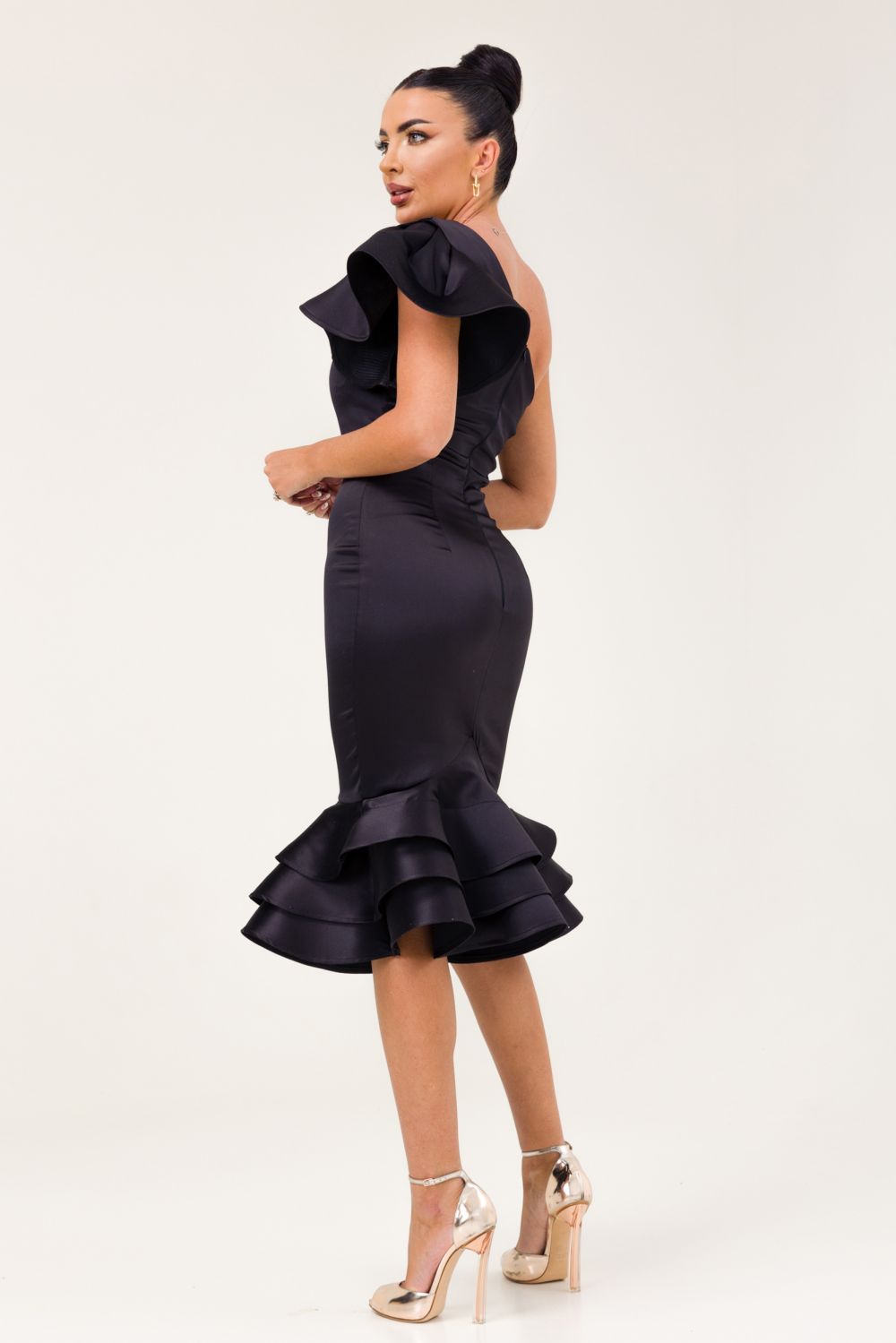 Ladies black taffeta midi dress Zammy Bogas