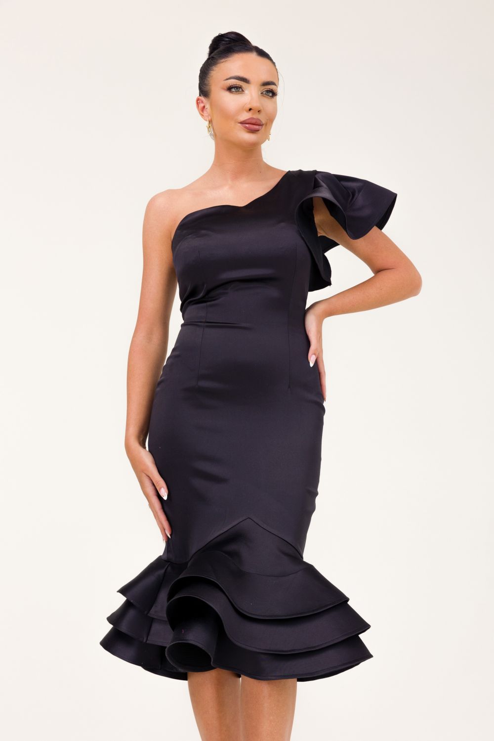 Ladies black taffeta midi dress Zammy Bogas