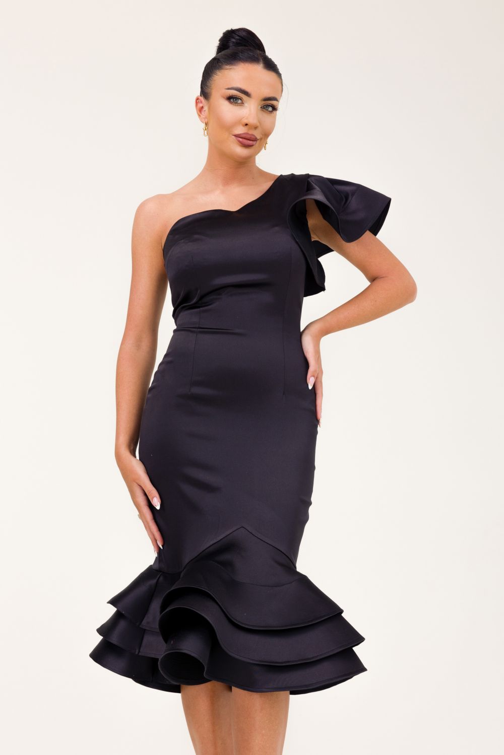 Ladies black taffeta midi dress Zammy Bogas