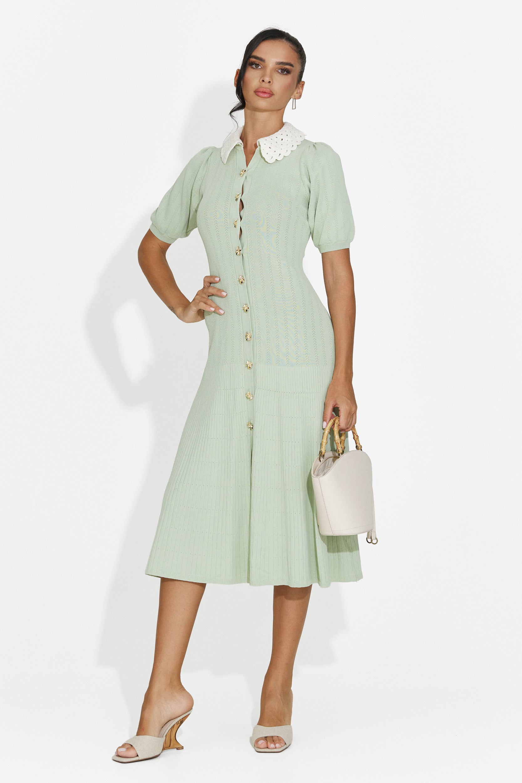 Rochie dama midi verde Ernesta Bogas