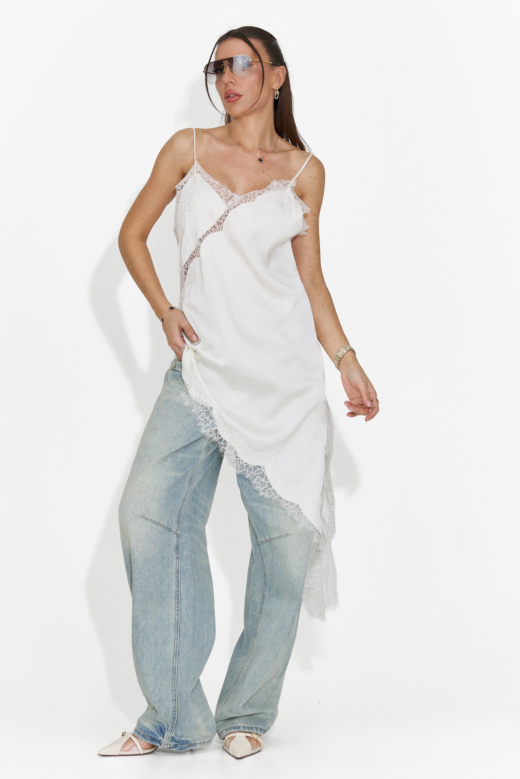 Rochie dama scurta alba Francisca Bogas