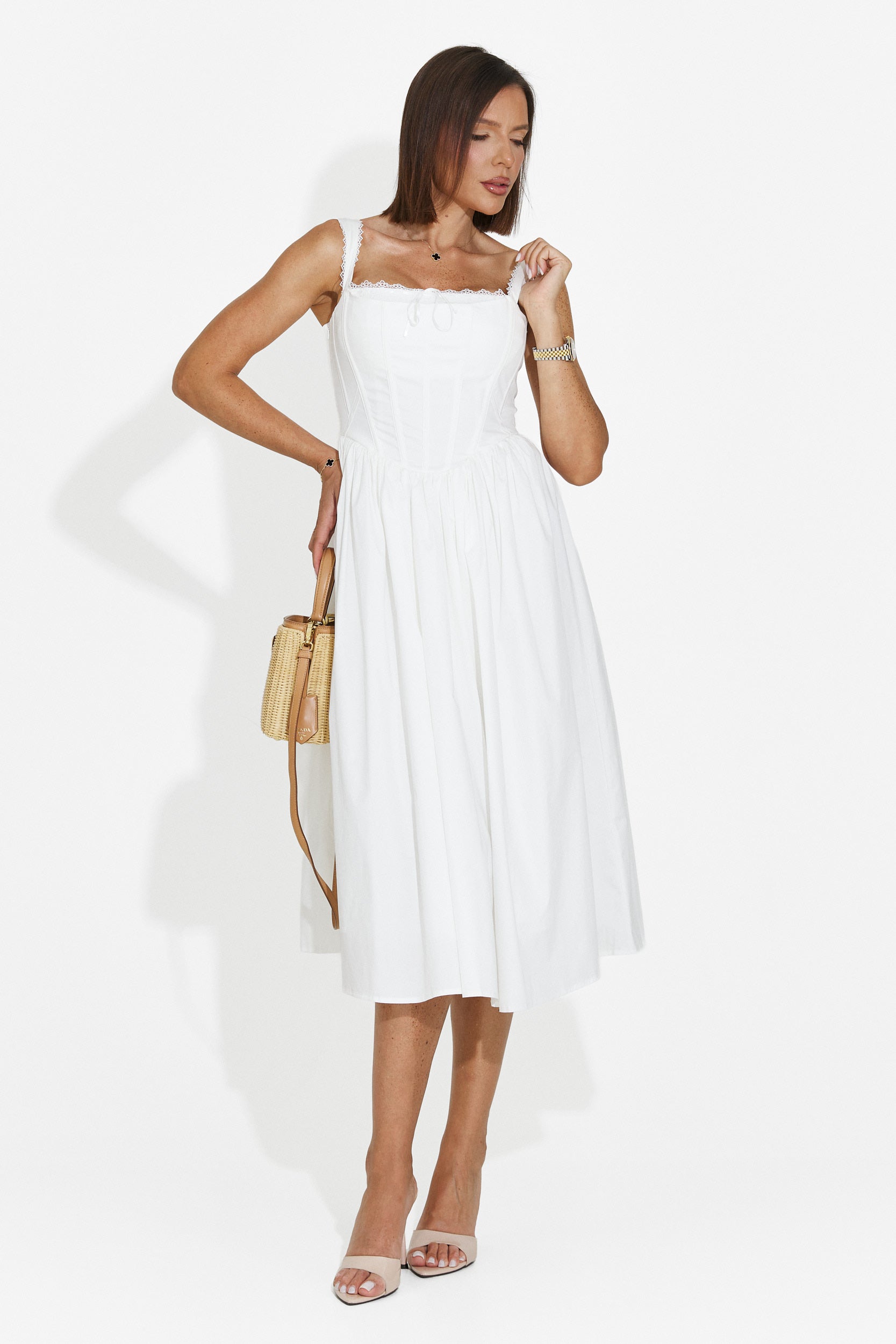 Rochie dama scurta alba Ofiliana Bogas