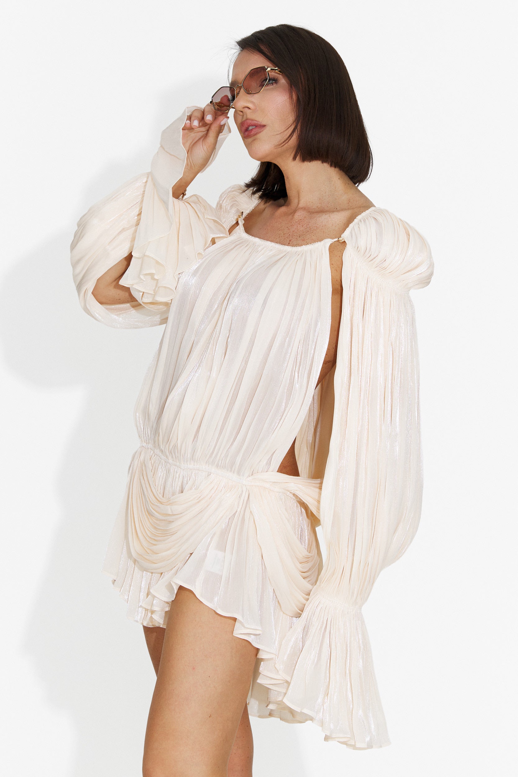 Rochie dama scurta bej Anestia Bogas